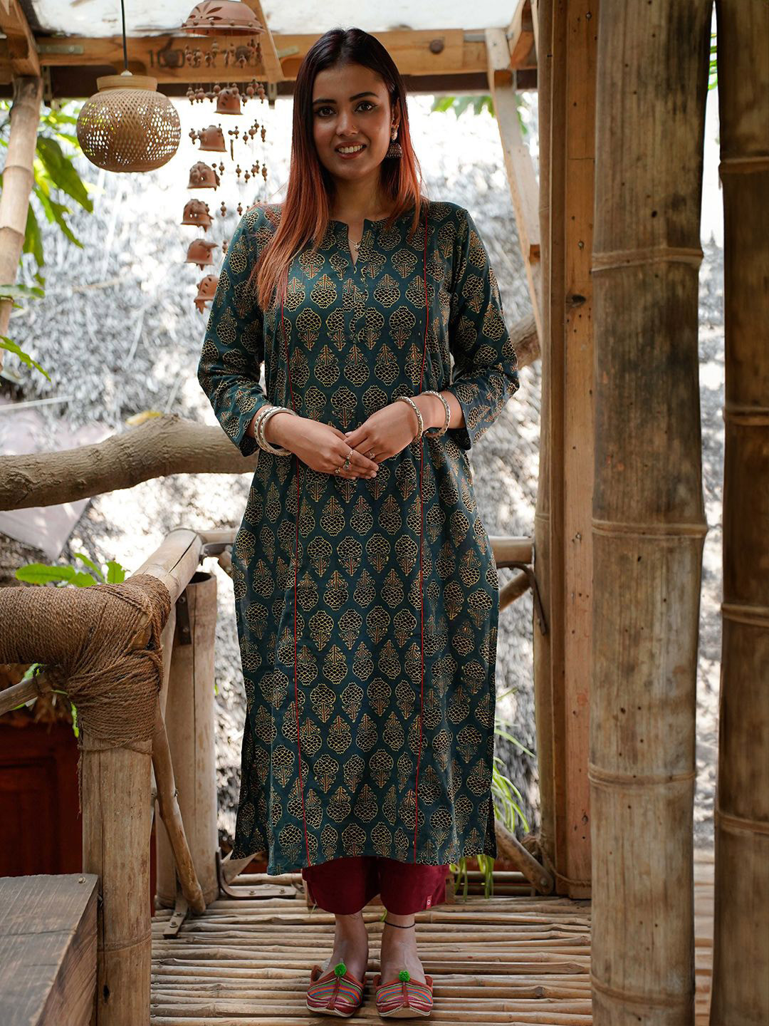 Weaves of Tradition Women Ethnic Motifs Printed Block Print Kurta