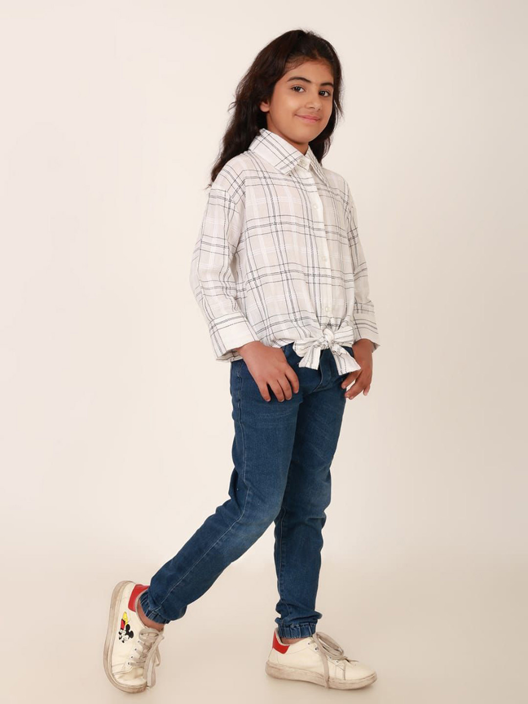 Galad Girls Checked Spread Collar Cotton Shirt