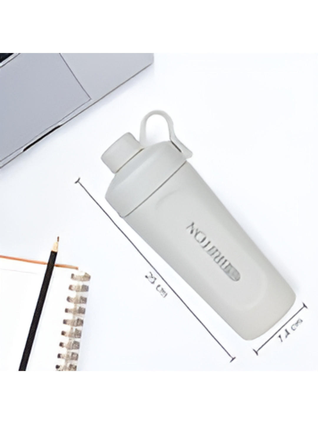 Briiton White & Black Single Stainless Steel Printed Water Bottle