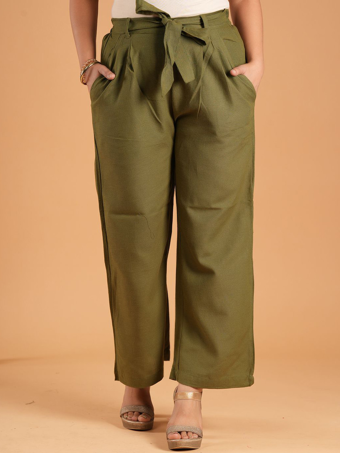 Style Shoes Women Mid-Rise Tie Ups Relaxed Fit Trousers
