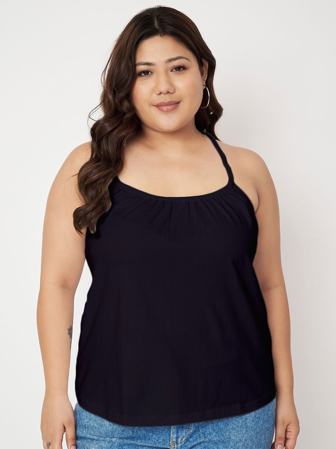 BRINNS Plus Size Women Cotton Styled Back Top