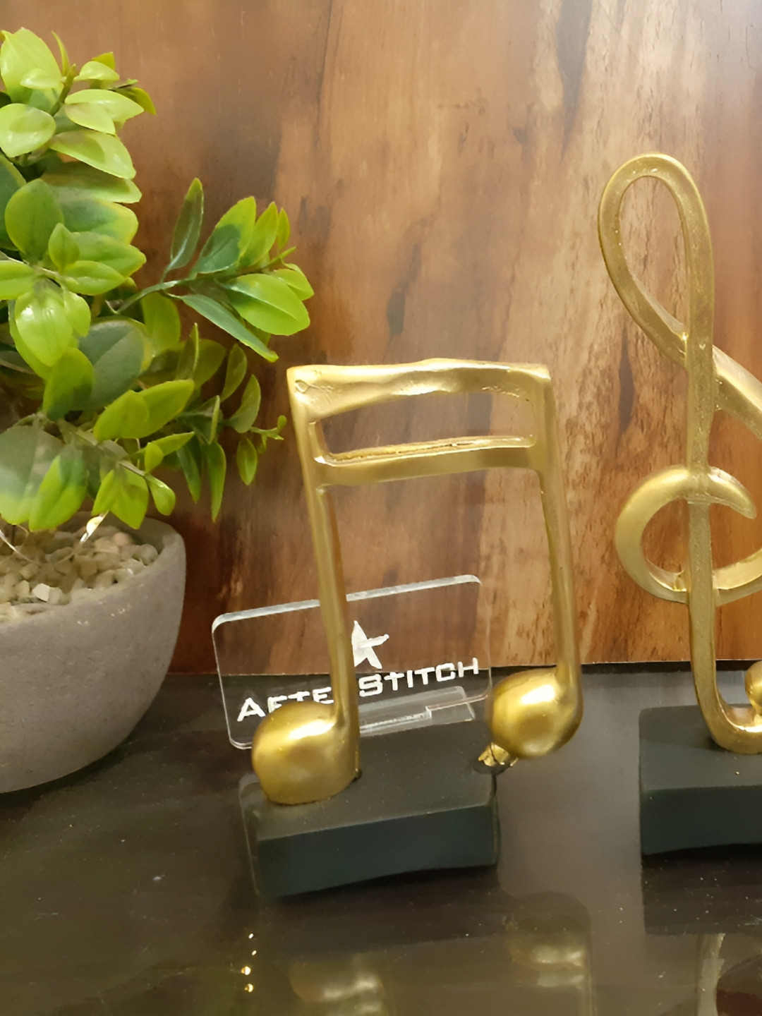 Afterstitch Musical Letters Gold Polyresin Natural Living Room Set of 3 Small Showpieces -