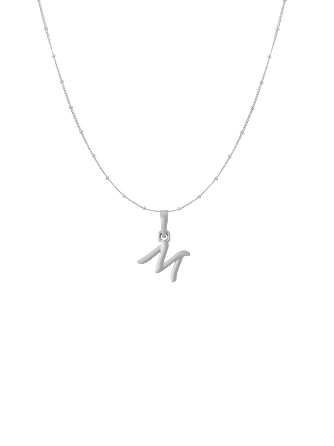 AKSHAT SAPPHIRE 92.5% Sterling Silver M Alphabet Pendant With Ball Chain