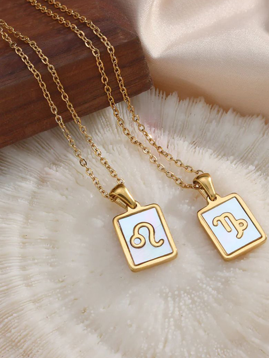 SALTY Pack of 2 Women Sign of the Stars Zodiac Necklace - Libra