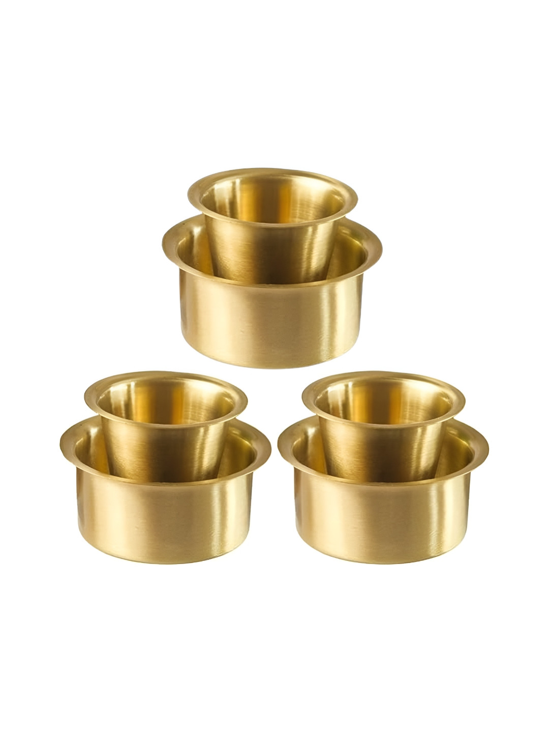 VPSK Unisex Set of 3 Gold-Toned Brass Dabara-Tumbler Set - 120 ml
