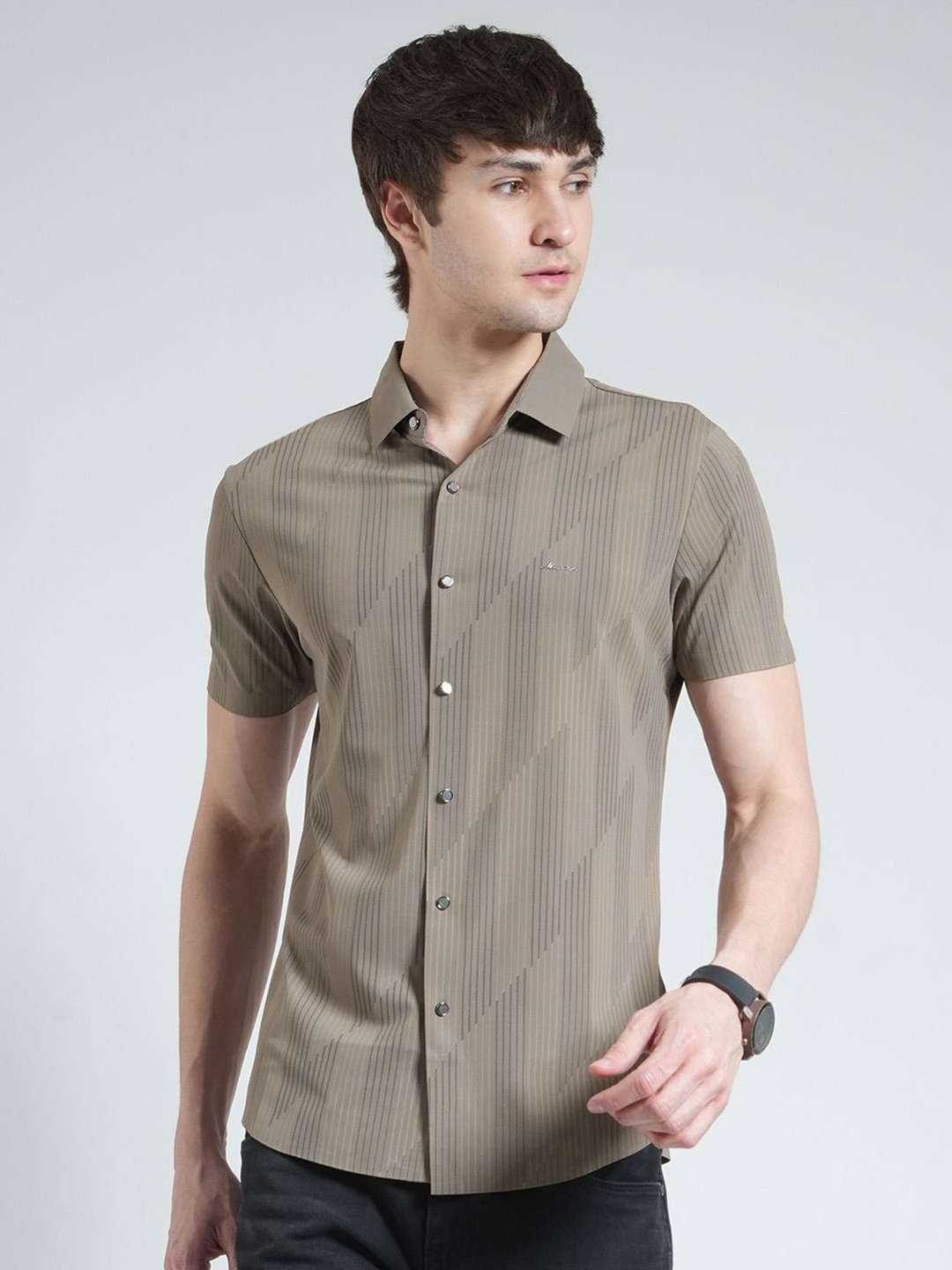 Monte Carlo Slim Fit Printed Casual Shirt