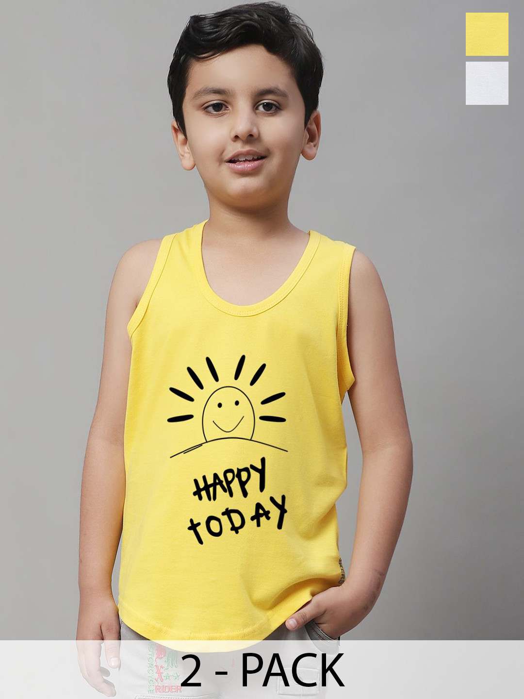 Friskers Boys 2-Pcs Printed Skin-Friendly Cotton Innerwear Vests KDC261-06-KDC262-02