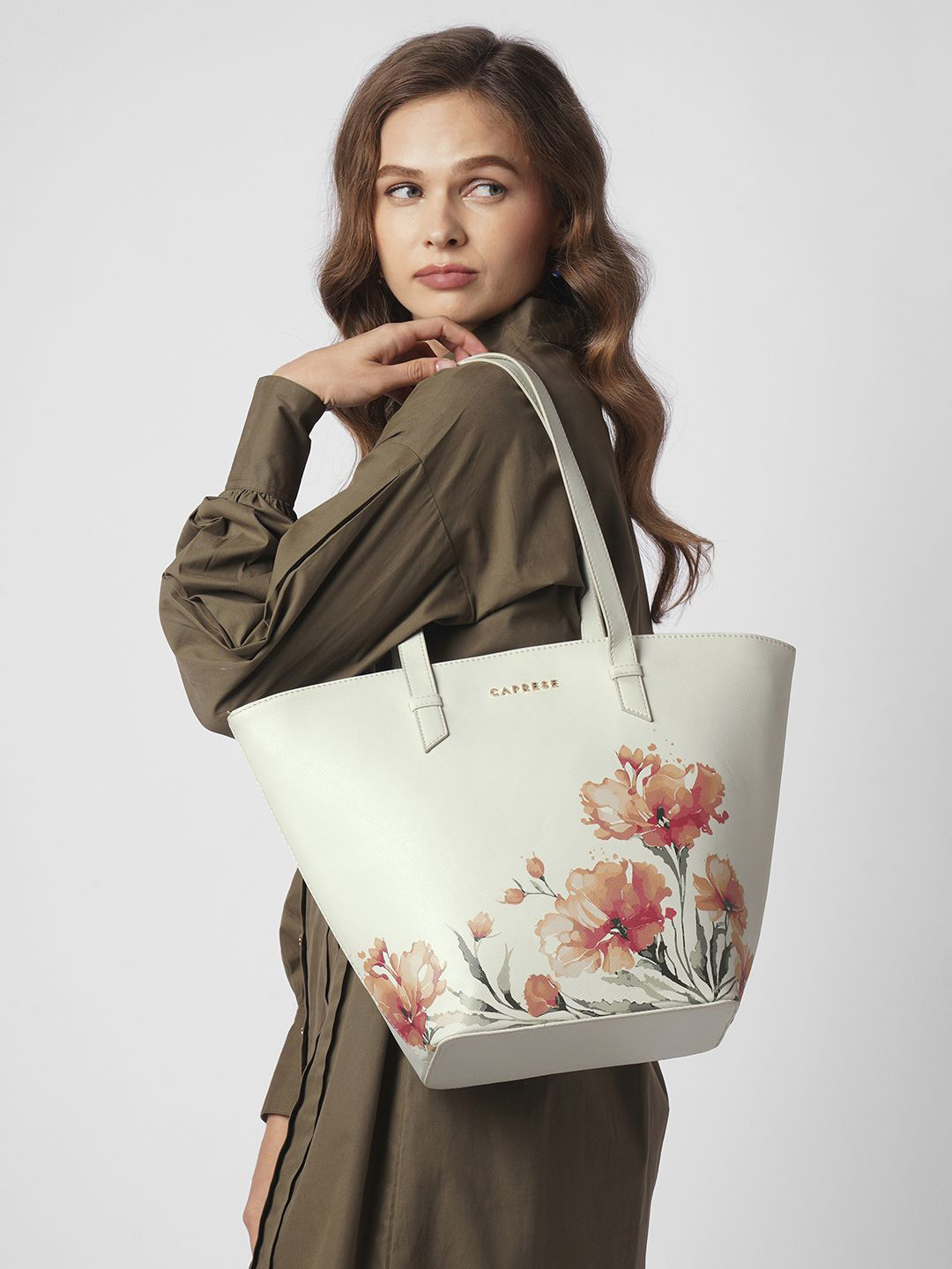 Caprese Chloe Women Grey Large Satchel Bag