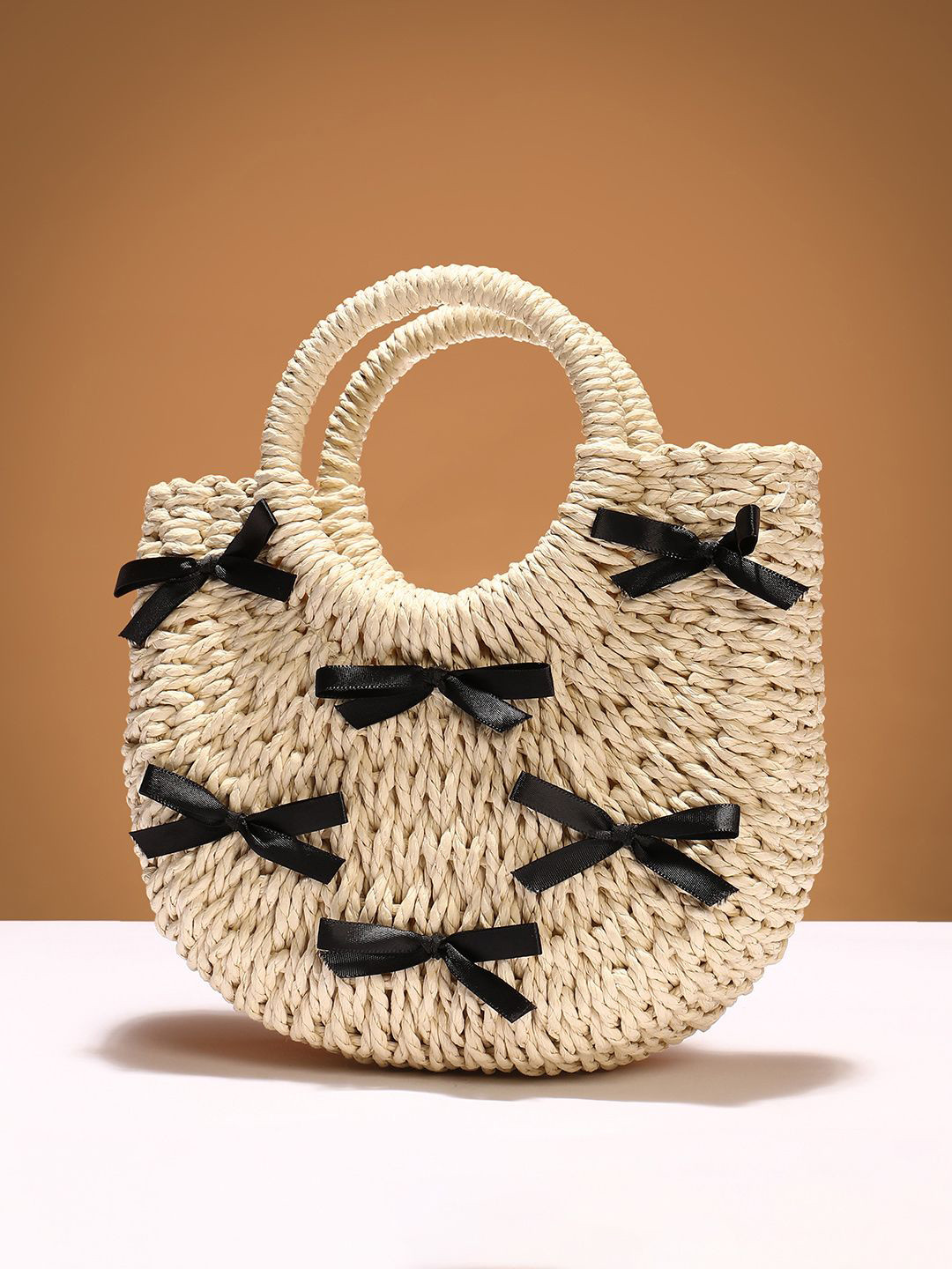 HAUTE SAUCE  Shopper Jute Bow-Straw Hand Bag