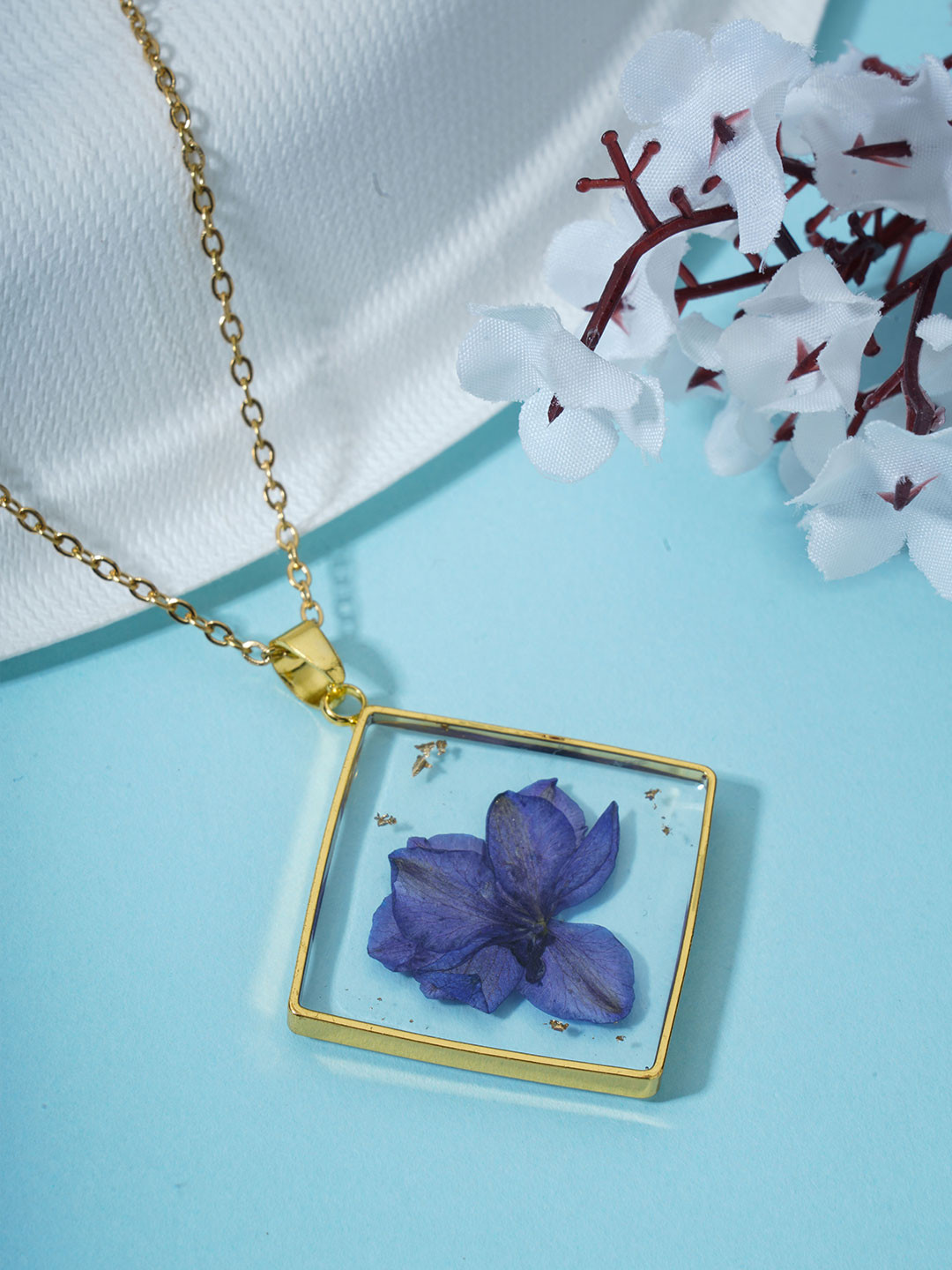 BISHTY  Gold-Plated Stainless Steel Floral Pendant with Chain