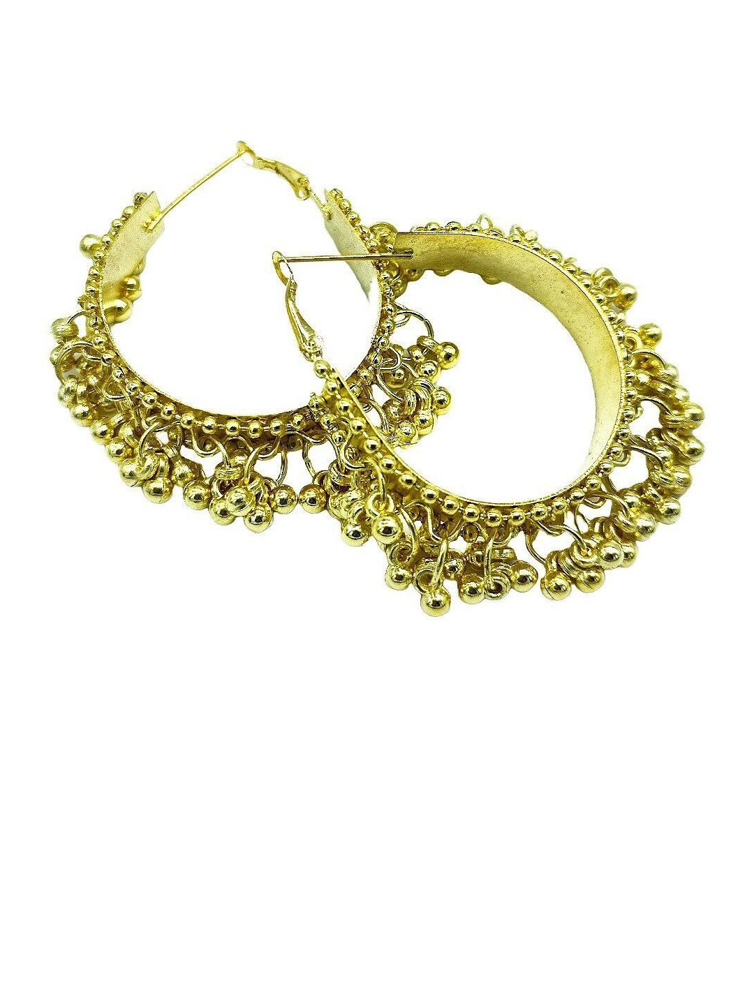 Yash Jewels Emporiums Gold Plated Ghungroo Circular Shape Hoop Earrings