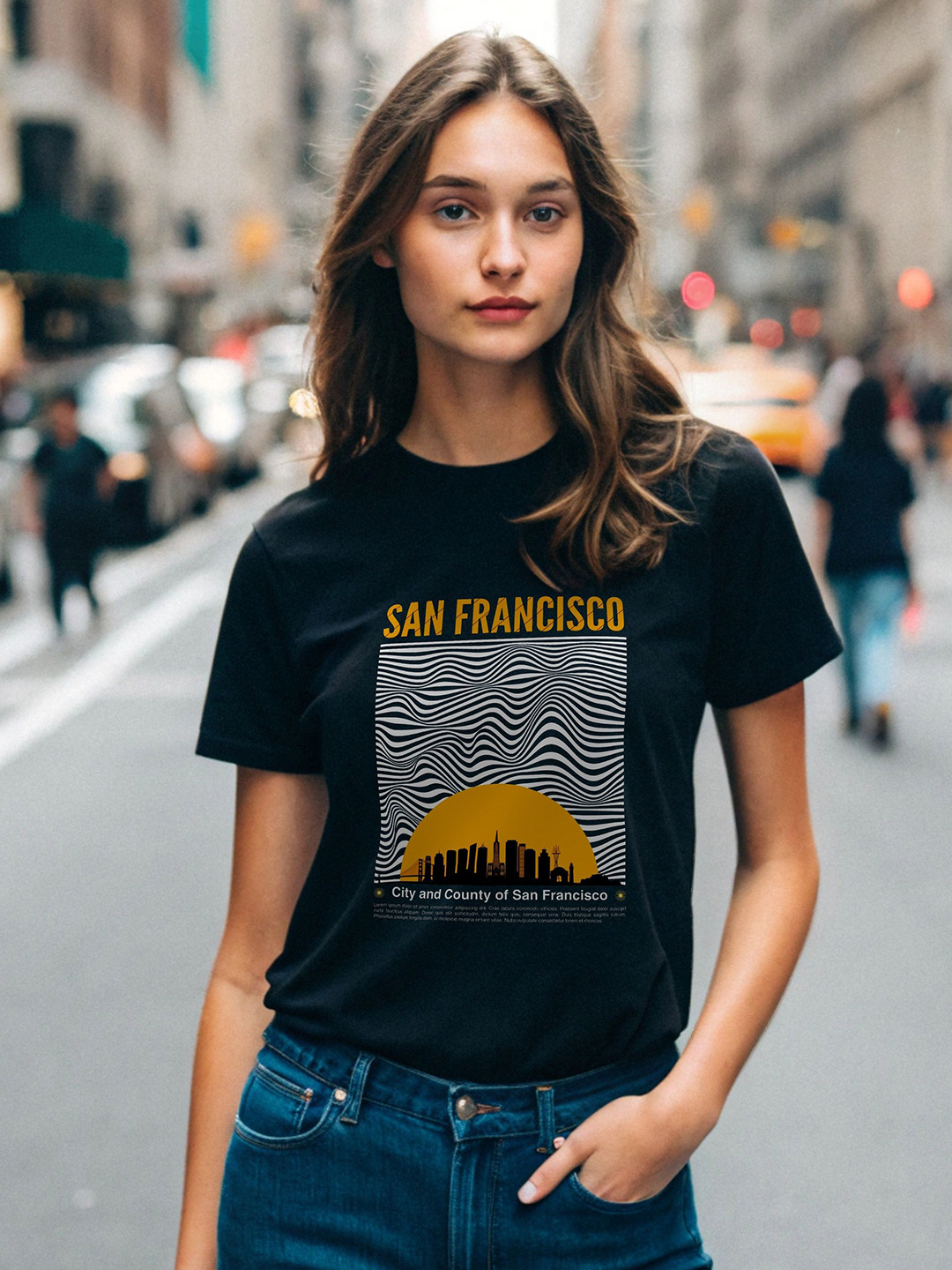 DressBerry People and Places Printed Round Neck Cotton Slim Fit T-shirt