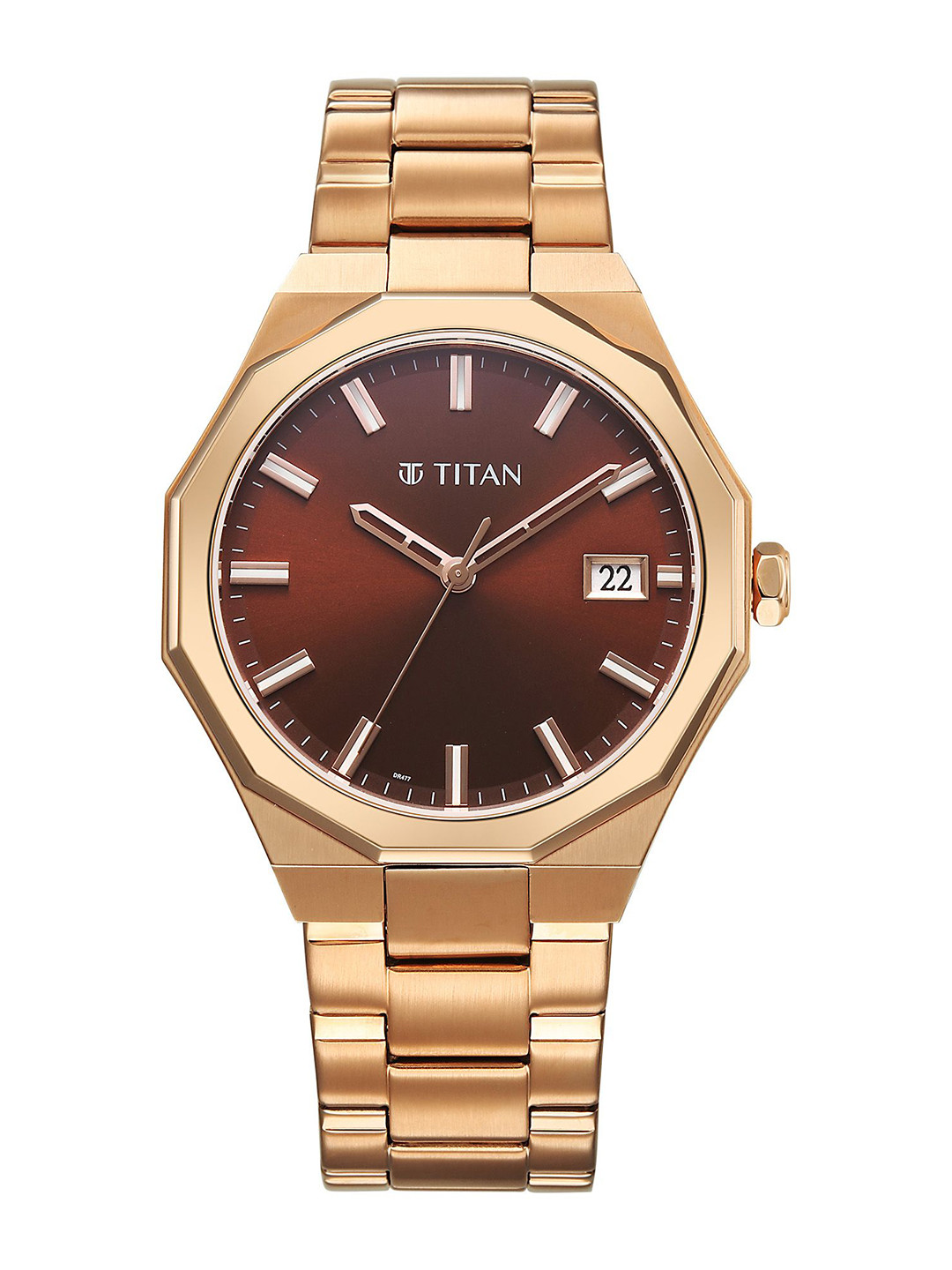 Titan Dodecagon Quartz Movement Round Dial Men's Watch - 90212WM01