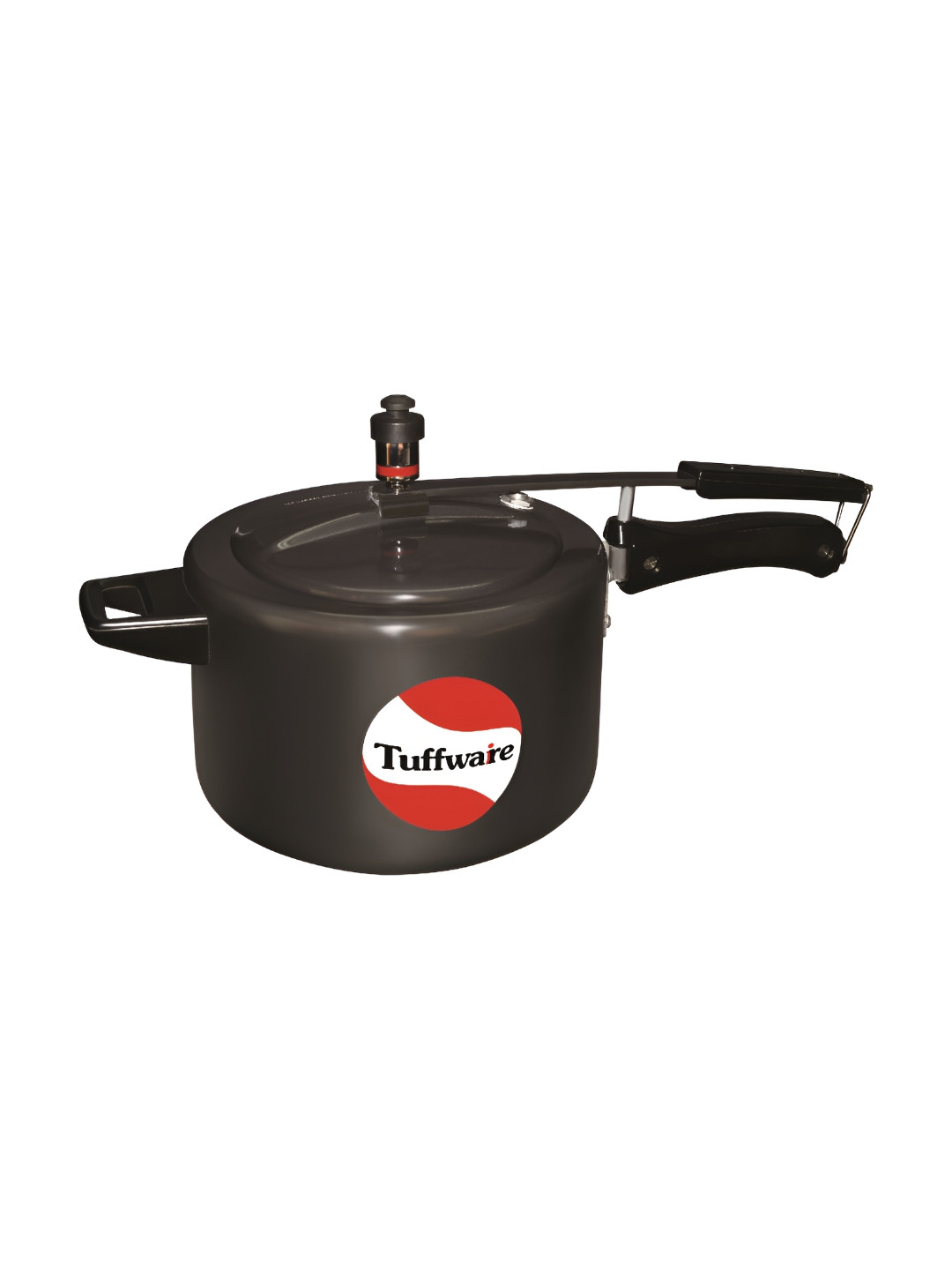 TUFFWAIRE Black Aluminium Dishwasher Safe Induction Inner Lid Hard Anodized Pressure Cooker-1 L