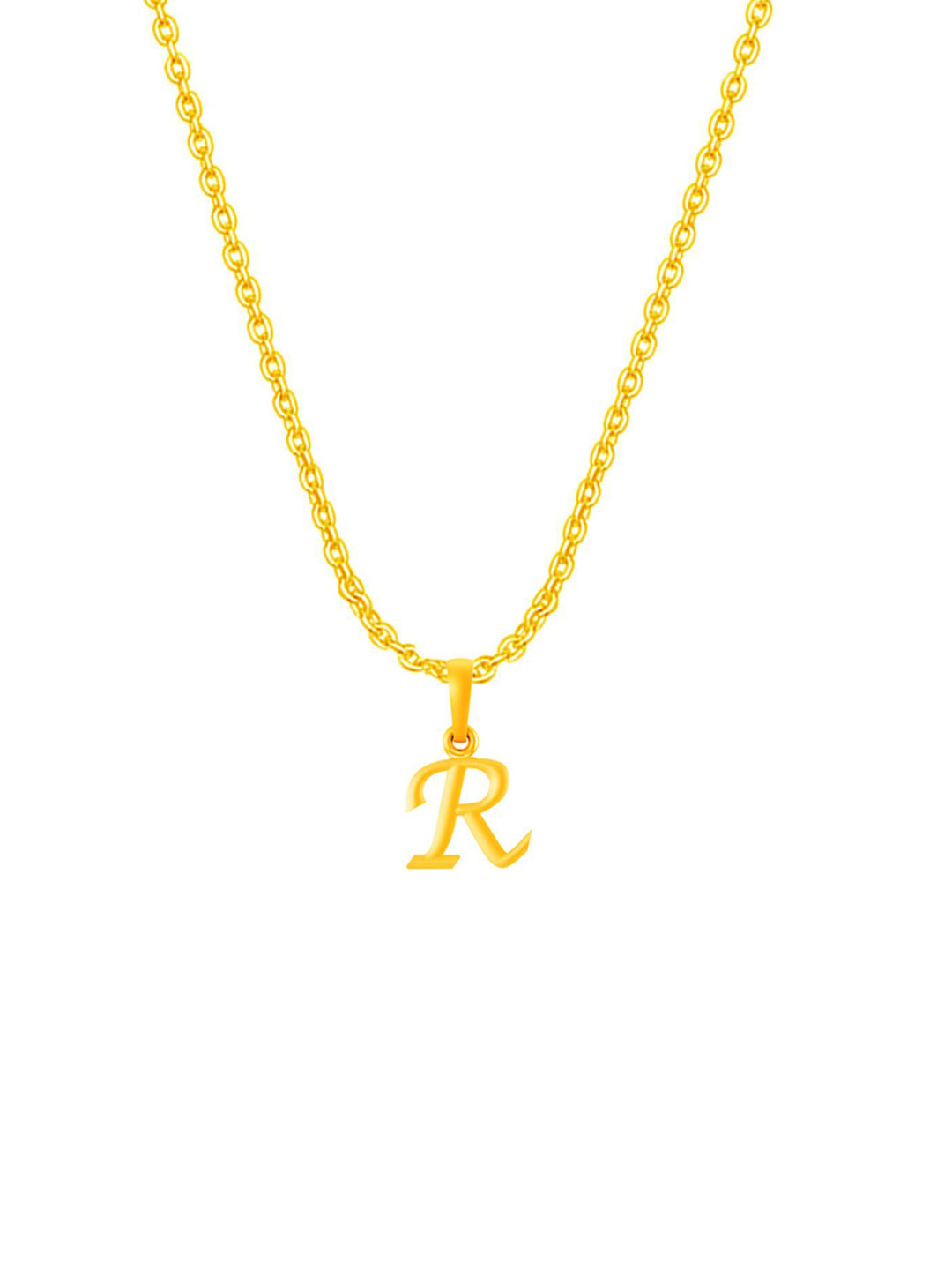 AKSHAT SAPPHIRE 92.5% Silver 22KT Gold Plated R Alphabet Pendant with Anchor Chain