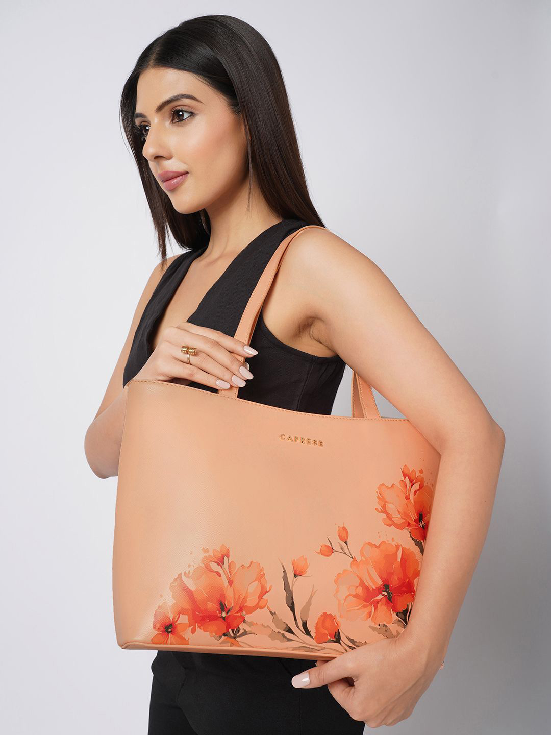 Caprese Chloe Women Orange Large Tote Bag