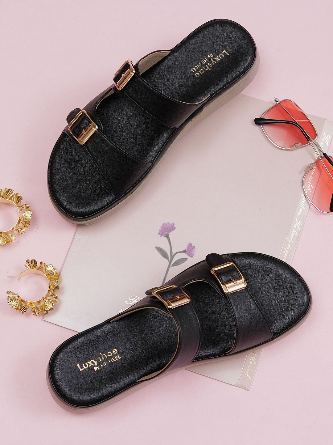 LUXY SHOE Women Comfort Heels Sandals With Buckles