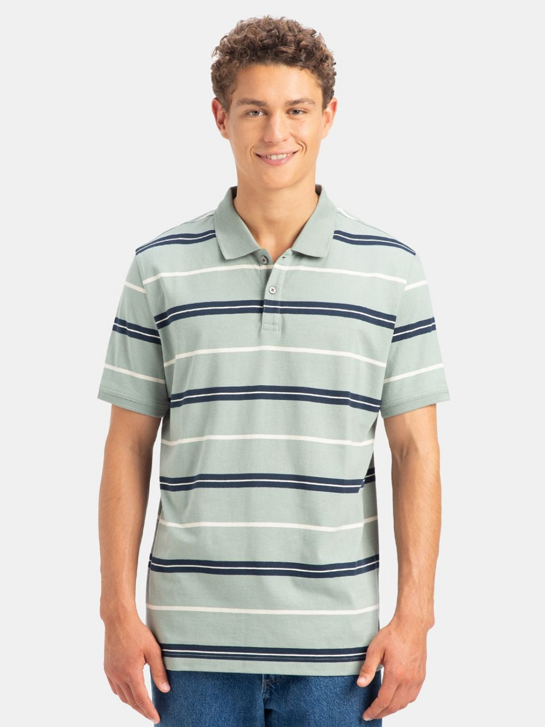 Jockey Super Combed Cotton Rich Fabric Striped Half Sleeve Polo T-Shirt - UM15