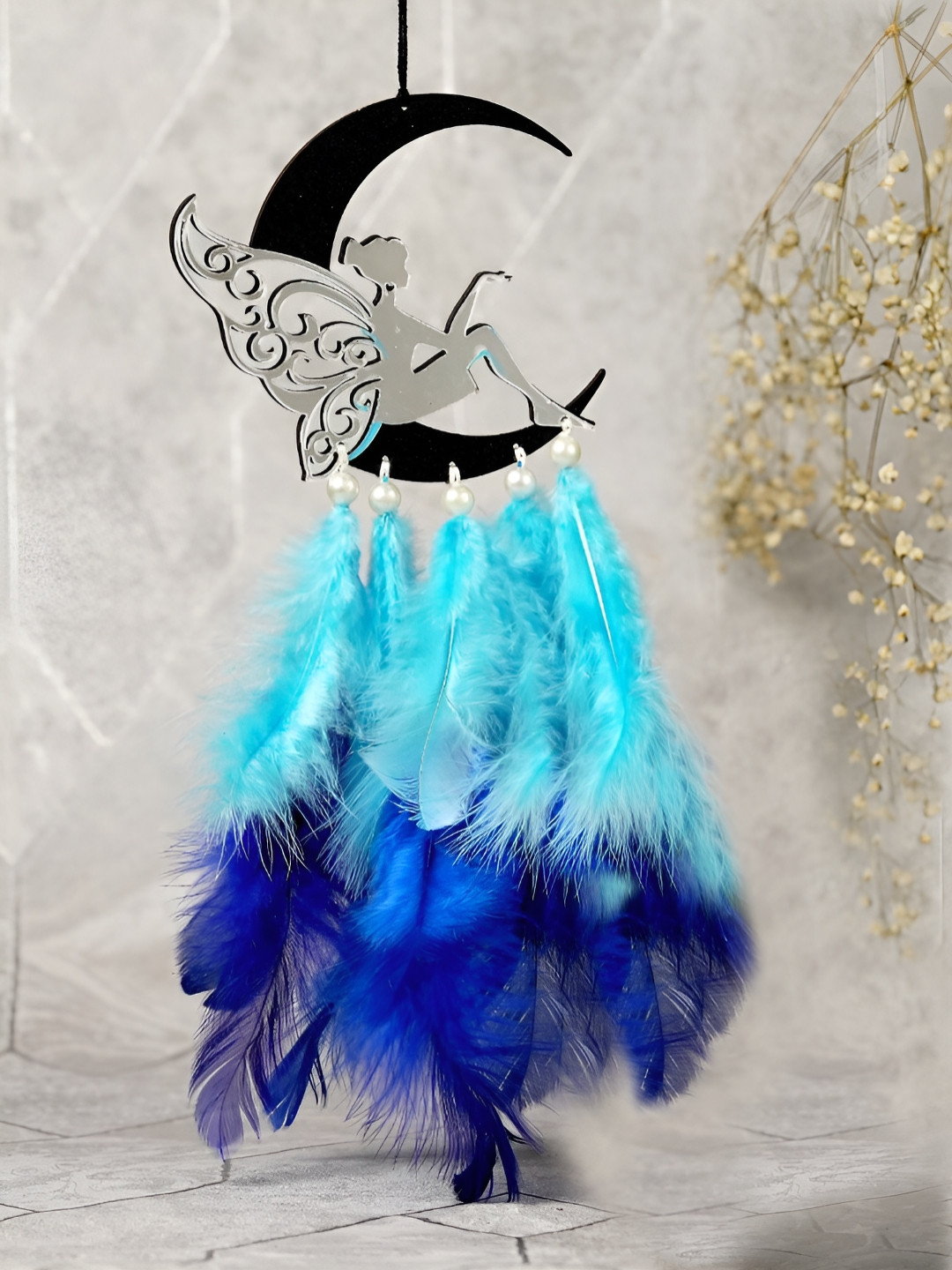 COLOR SPLASH Blue & Black Fairy Feathers Car Dream Catcher