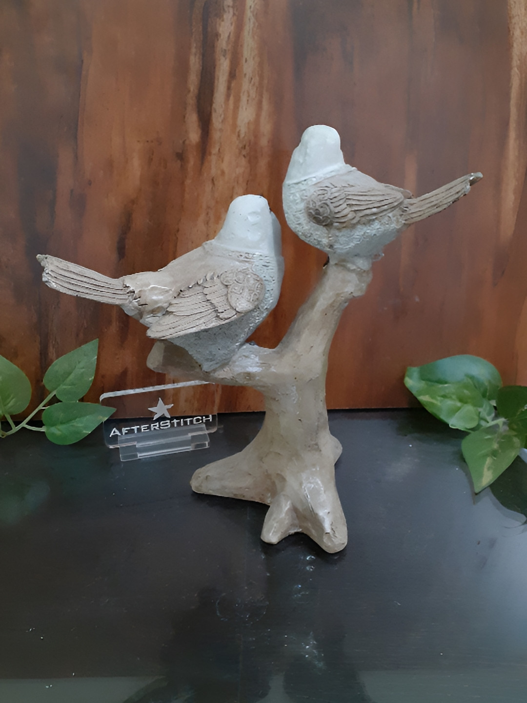 Afterstitch Love Birds Multicoloured Polyresin Glossy Garden Small Showpiece -