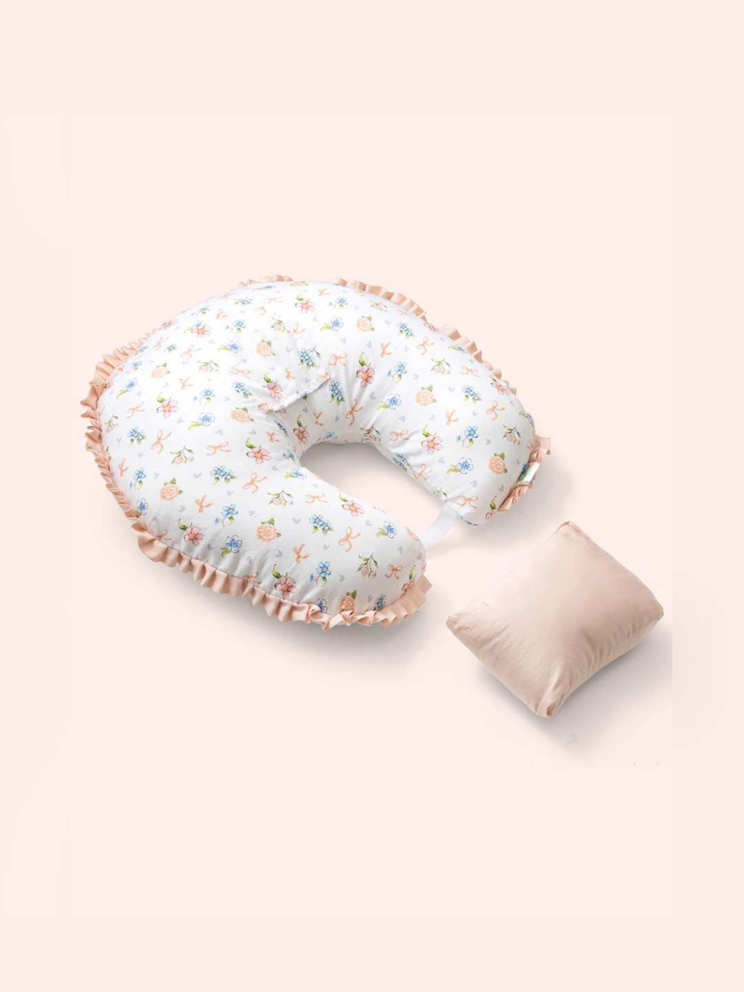 Fancy Fluff White Floral Cotton Firm Fibre Maternity Pillow-12 x 59 x 59 cm