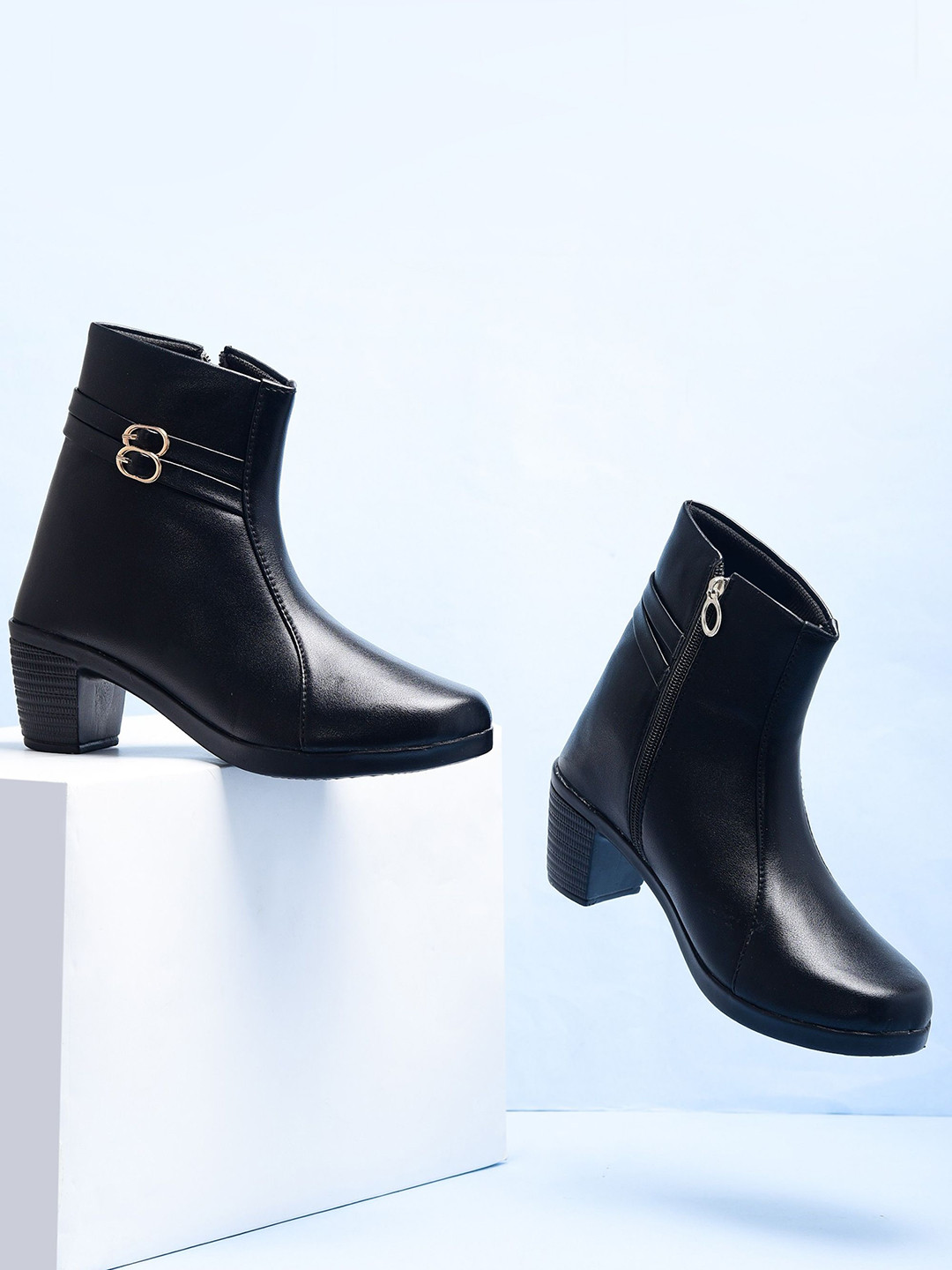 Snasta Women Block-Heeled Winter Boots