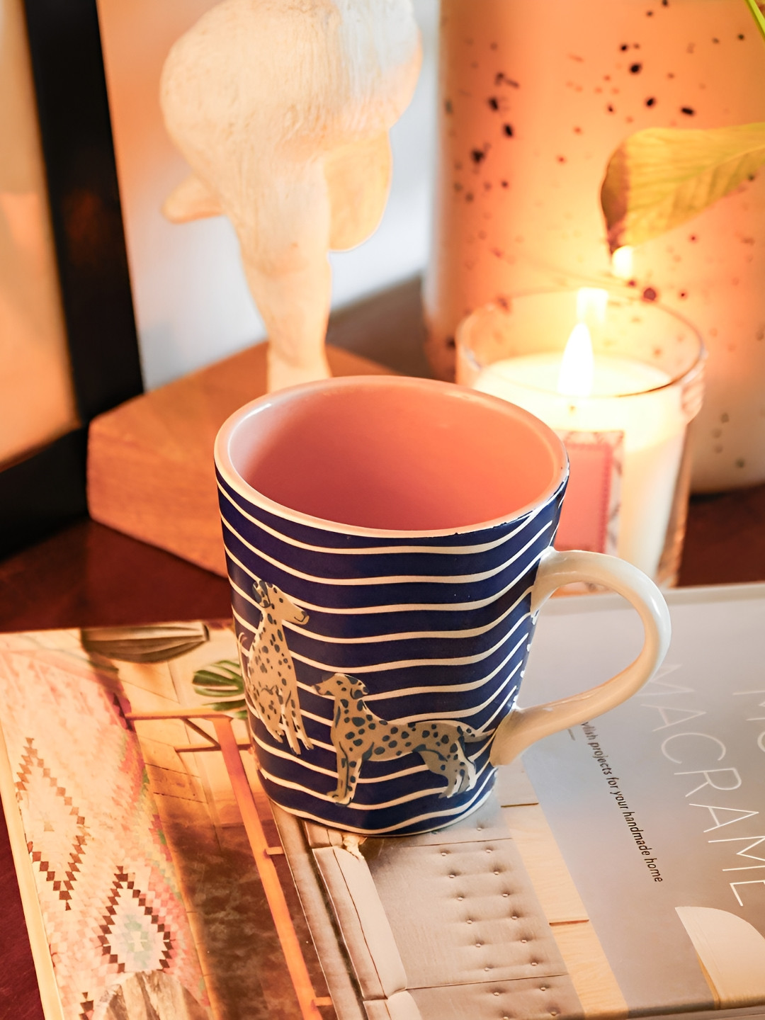 The Wishing Chair Blue Animal Print Ceramic Handmade Mug-270ml