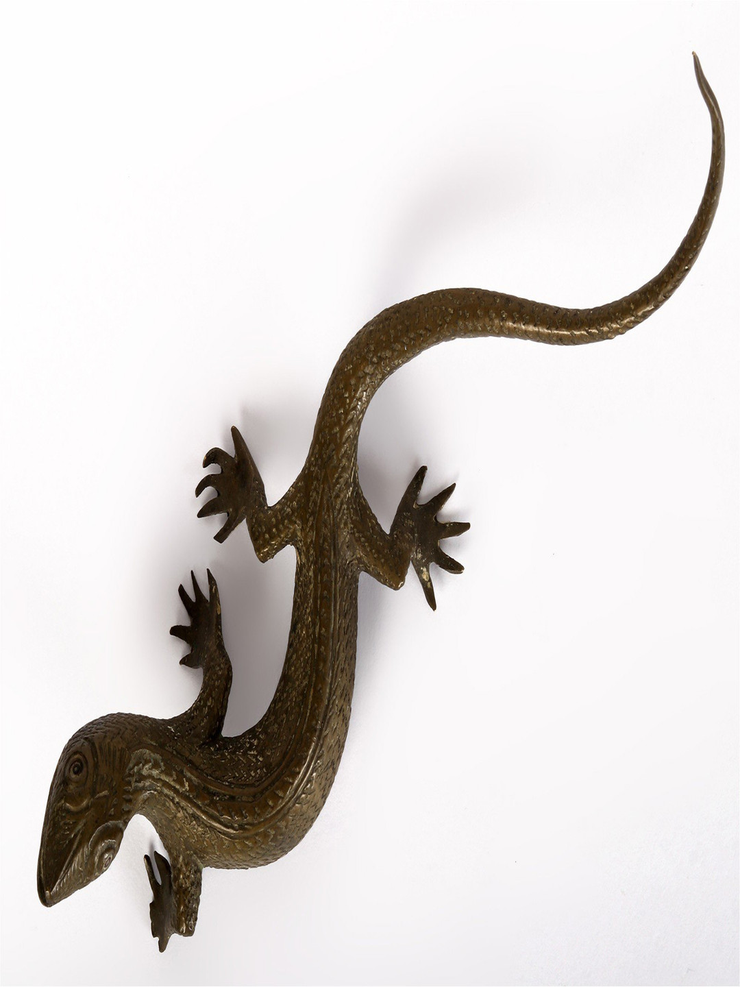 Exotic India Vintage Lizard Brown Bronze Metallic Living Room Tiny Showpiece - 2 Inches