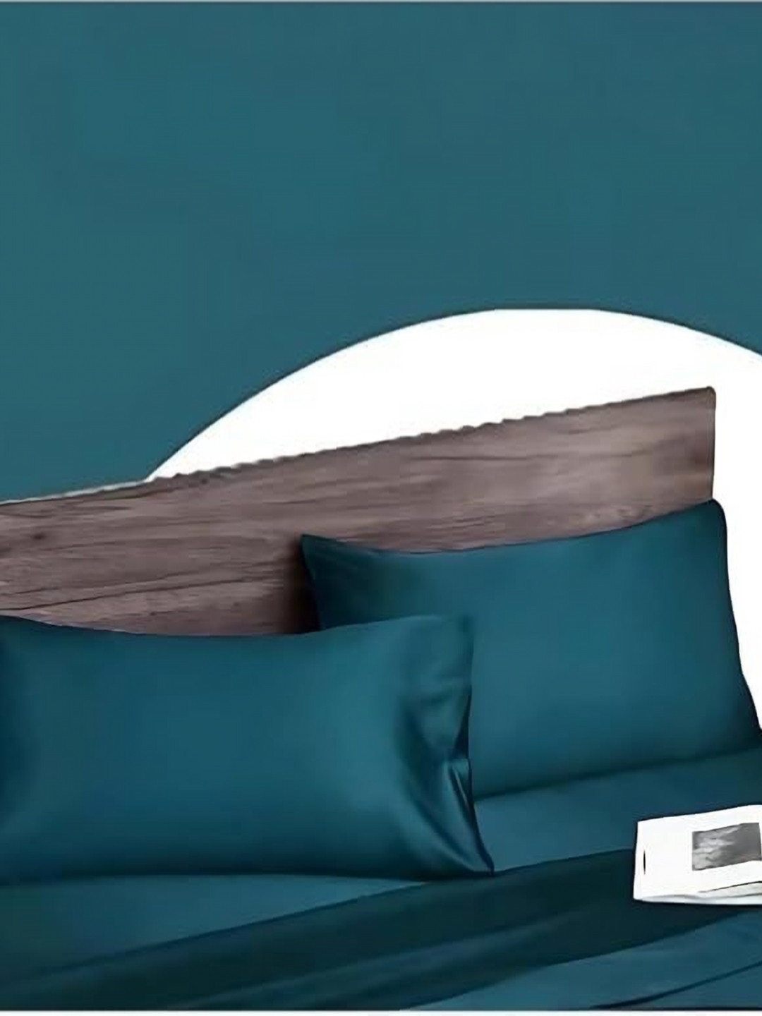 GENUINE GLOBAL DECOR Blue 2 Pieces Solid Pure Silk Rectangle Pillow Covers