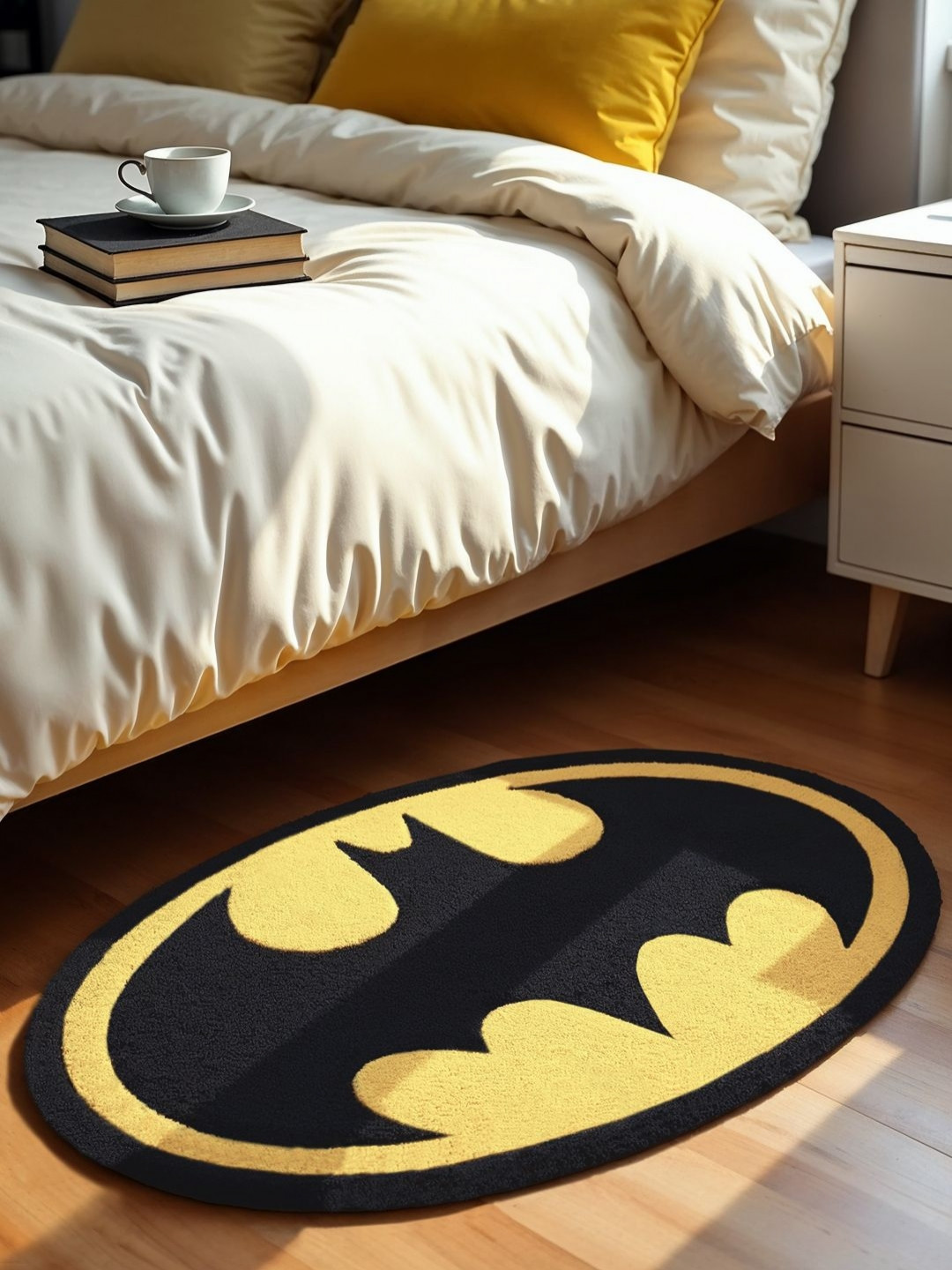 The Souled Store Yellow & Black Anti-Skid Batman Printed Floor Mat