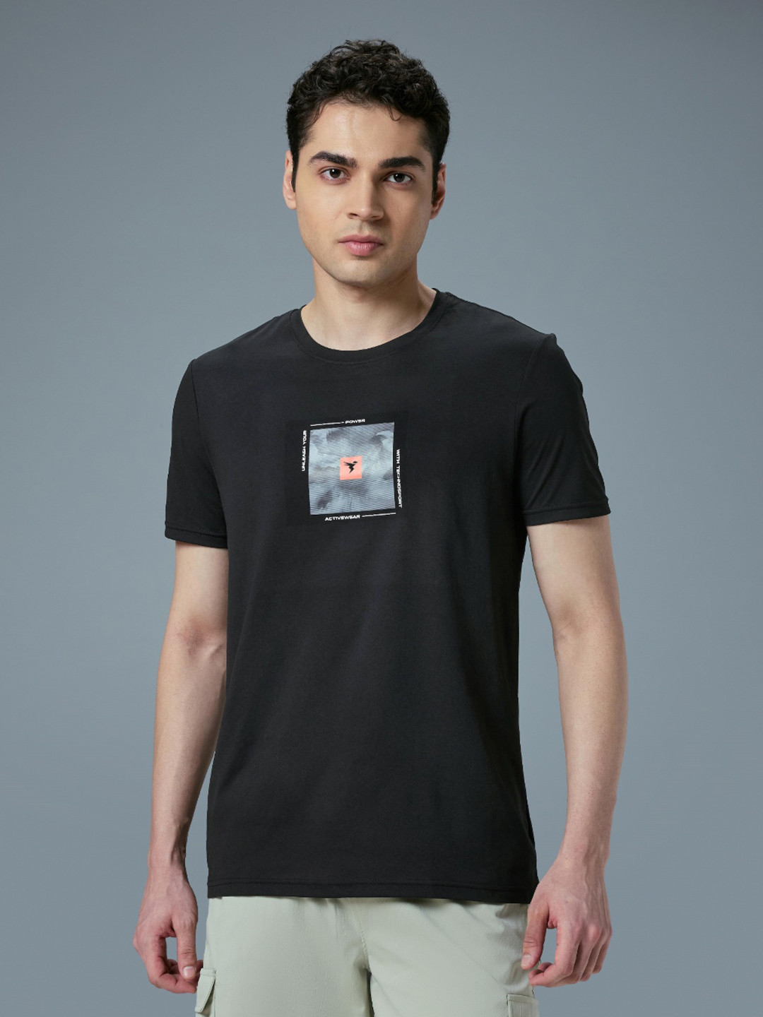 Technosport SS25 Abstract Printed Antimicrobial Slim Fit T-Shirt