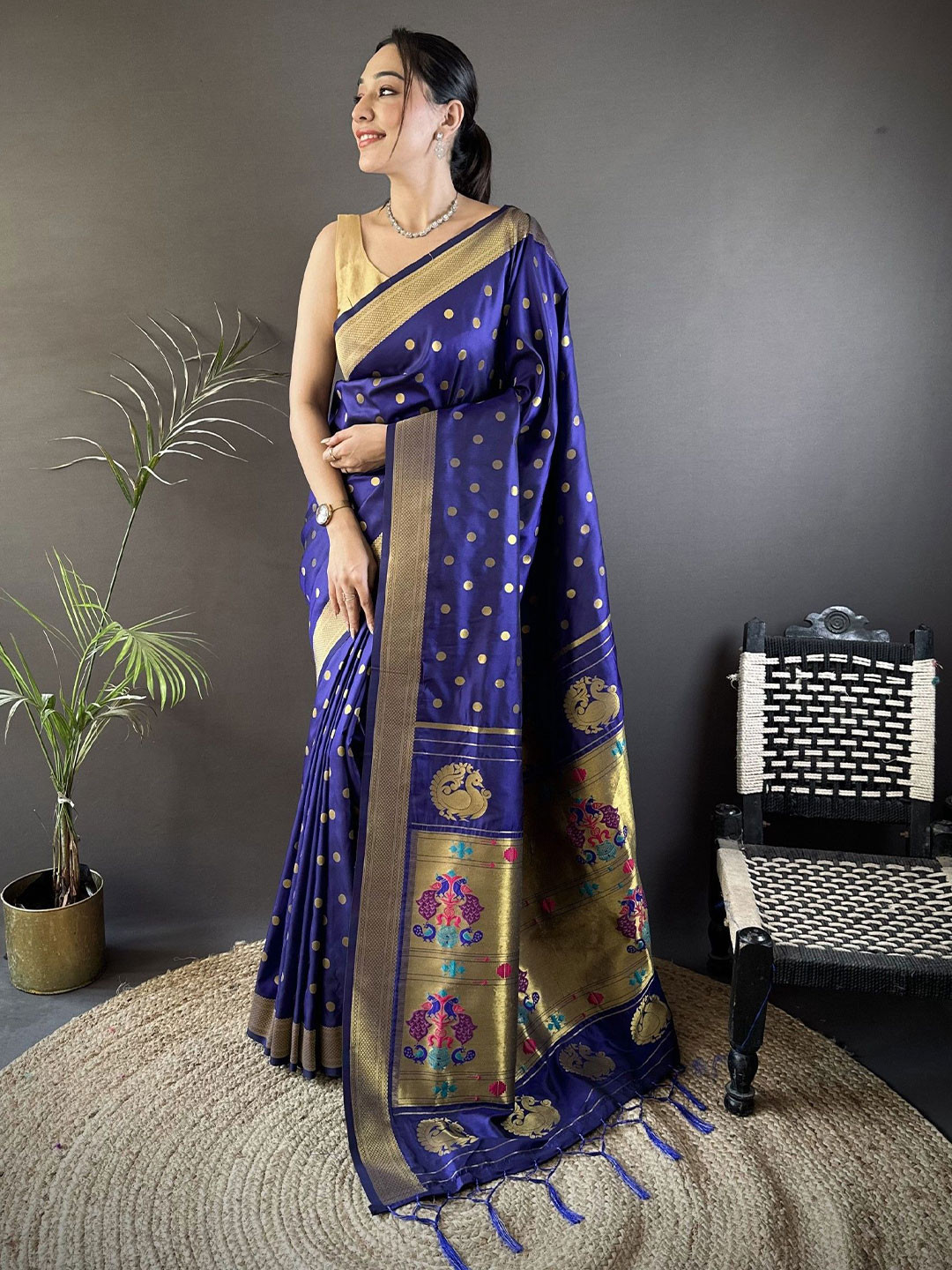 Mitera Polka Dots Woven Design Paithani Saree