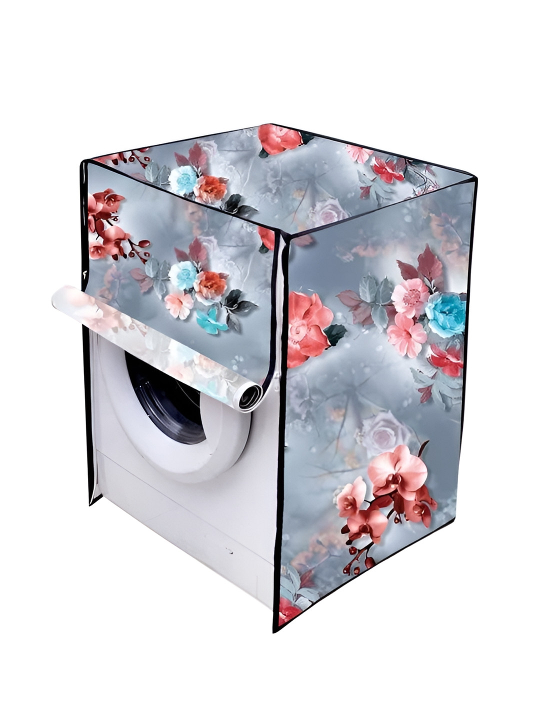 The Furnishing Tree Grey Plastic Printed Washing Machine Cover