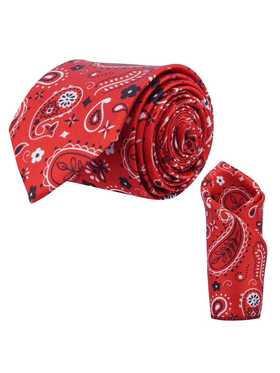 CALIXTO Men Paisley Printed Necktie with Matching Pocket Square