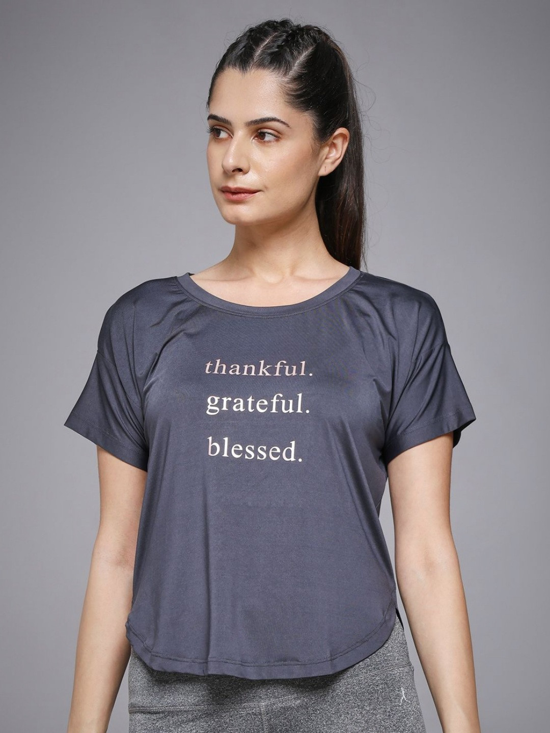 MKH Women Typography Printed Dri-FIT Relaxed Fit MKHWT-14021 Sports T-shirt