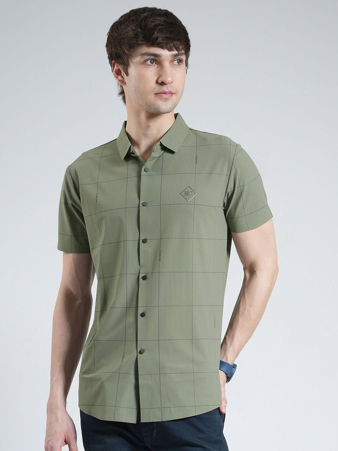 Monte Carlo Windowpane Checks Checked Casual Shirt