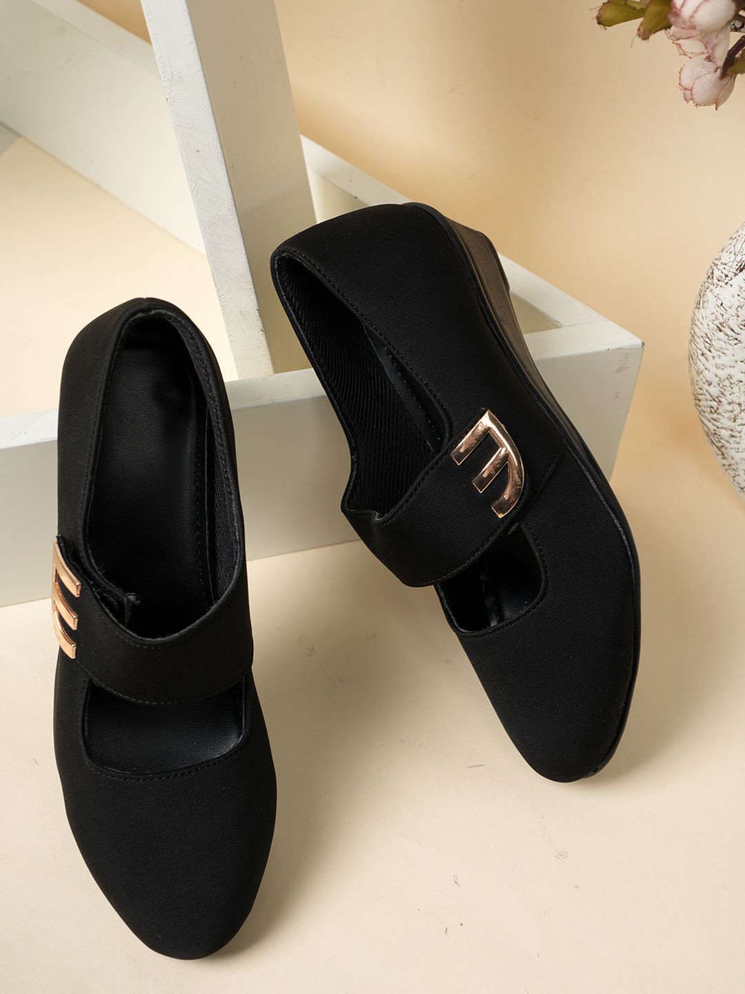 SAPATOS Women Wedge Mary Janes with Buckles