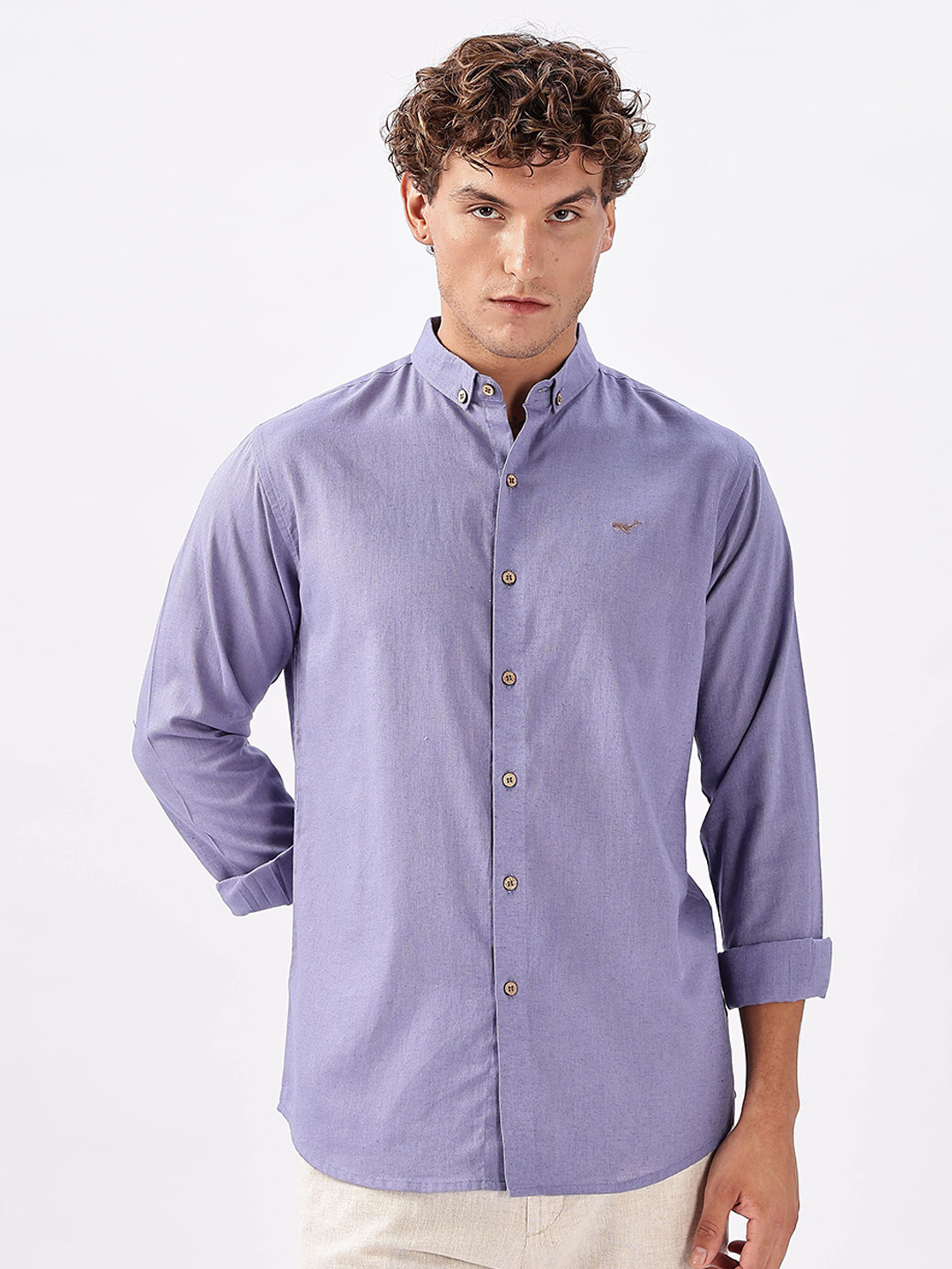 HAMPTONS Mandarin Collar Cotton Shirt