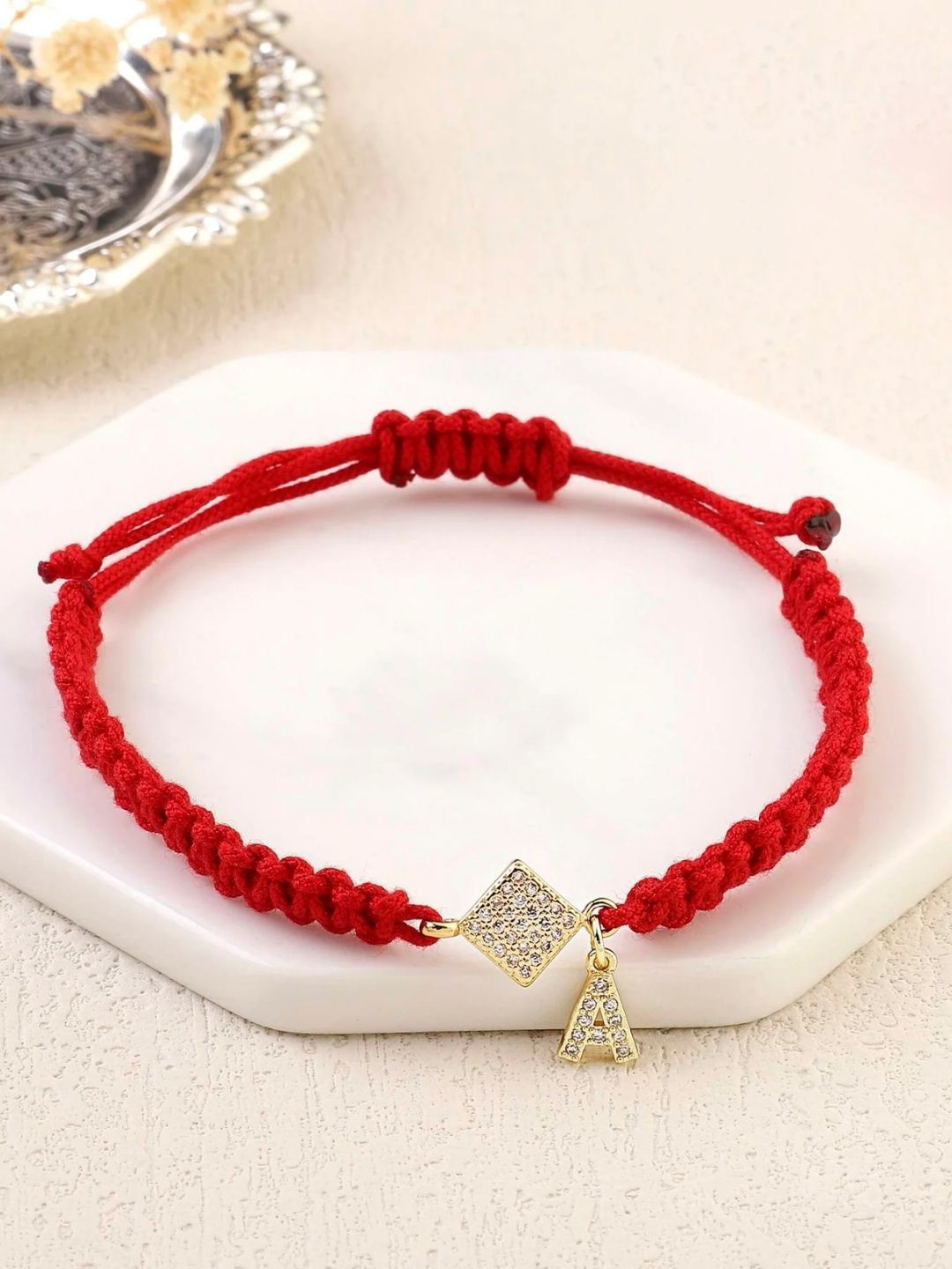 SALTY Pack of 2 Women Red Thread Initial Bracelet - Alphabet-S