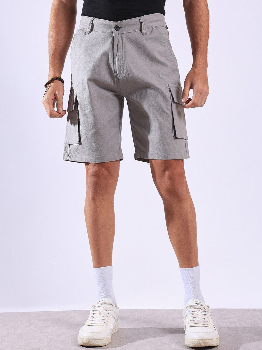 Hence Men Regular Fit Linen Cargo Shorts