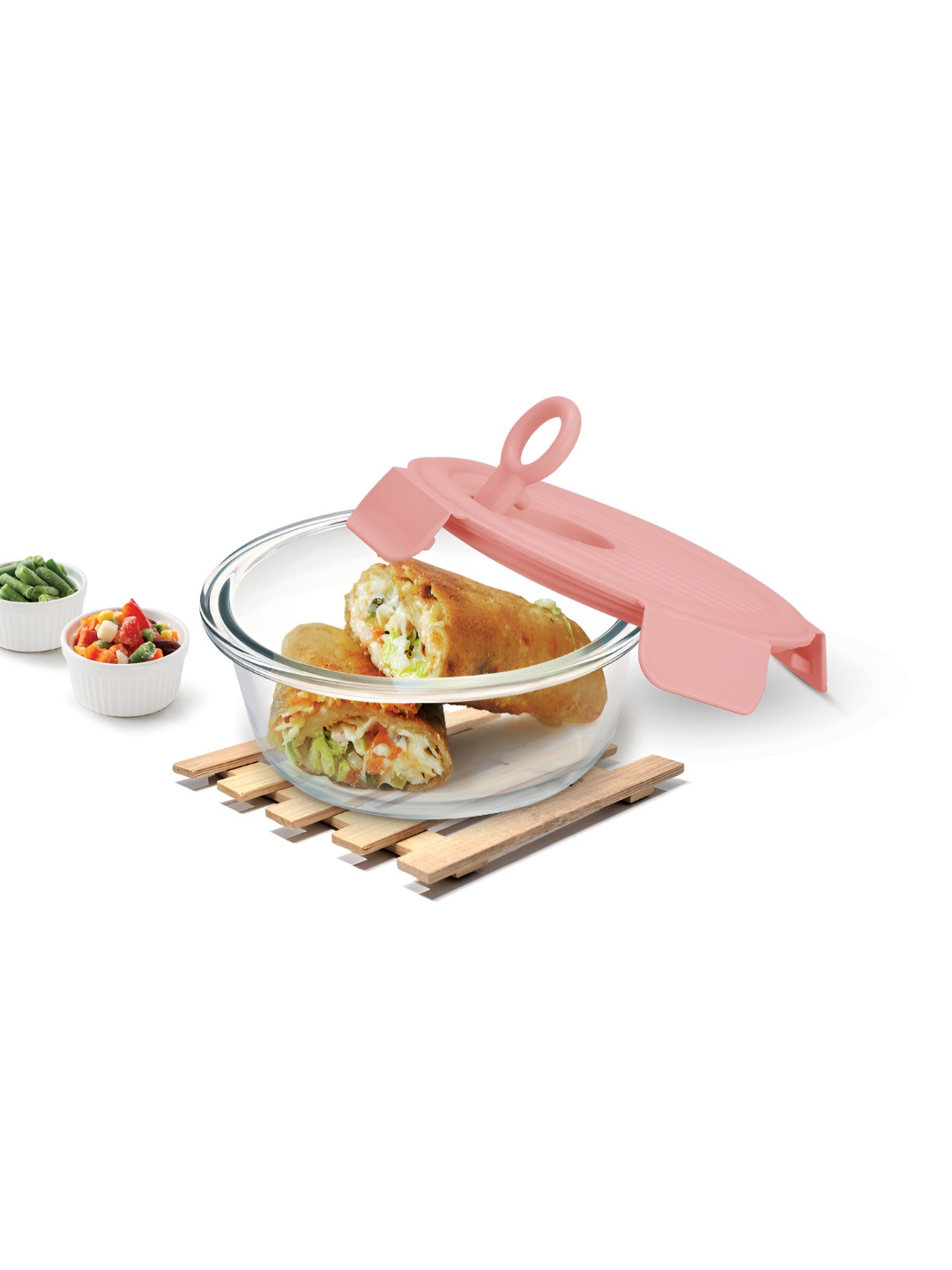 Treo Lumino Fresh Round 400 Borosilicate Glass Set of 1 Container 400 ml Peach