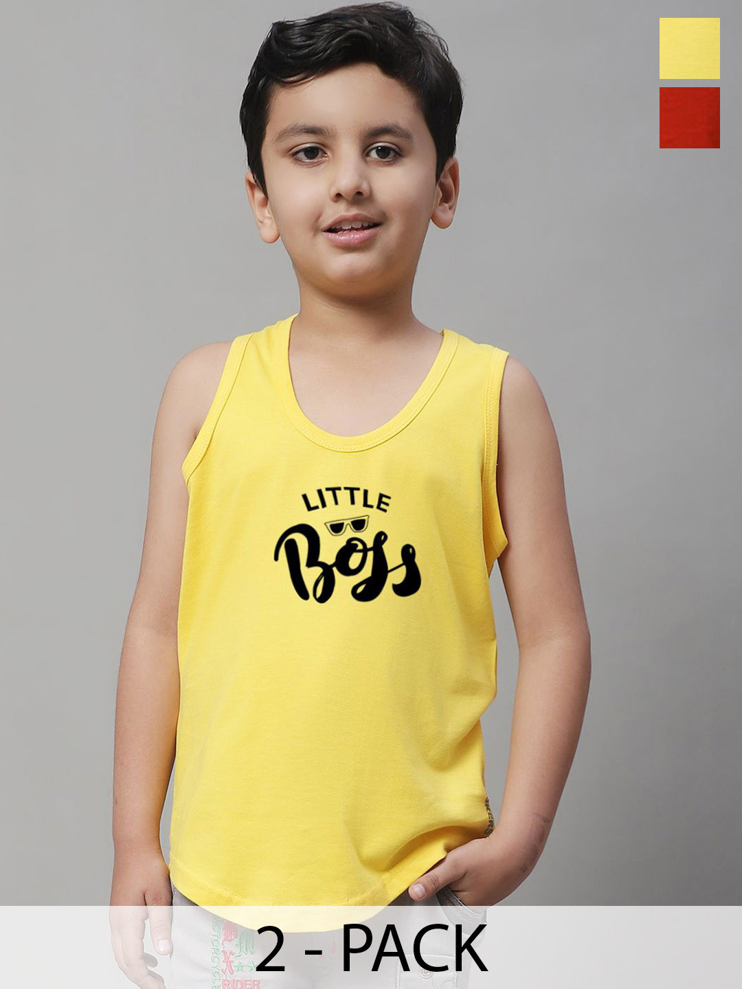 Friskers Boys 2-Pcs Printed Skin-Friendly Cotton Innerwear Vests KDC277-06-KDC447-03