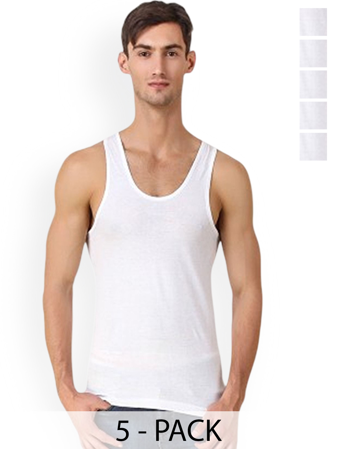 CAVENDERS Men Pack Of 5 Pure Cotton Undershirt Vests White Premium quality Dno-v193st