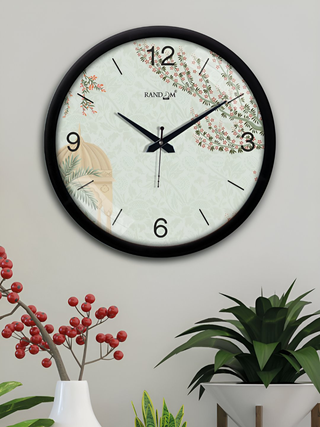RANDOM Off White Plastic Silent Clock Round Battery Analogue Wall Clock-30.5cm