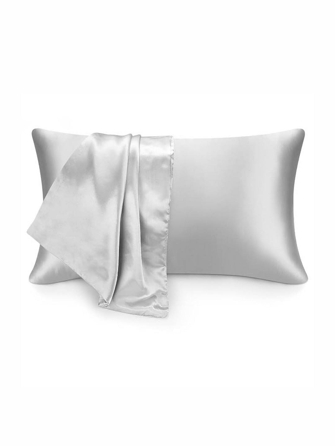 GENUINE GLOBAL DECOR Grey Satin Rectangle Pillow Covers