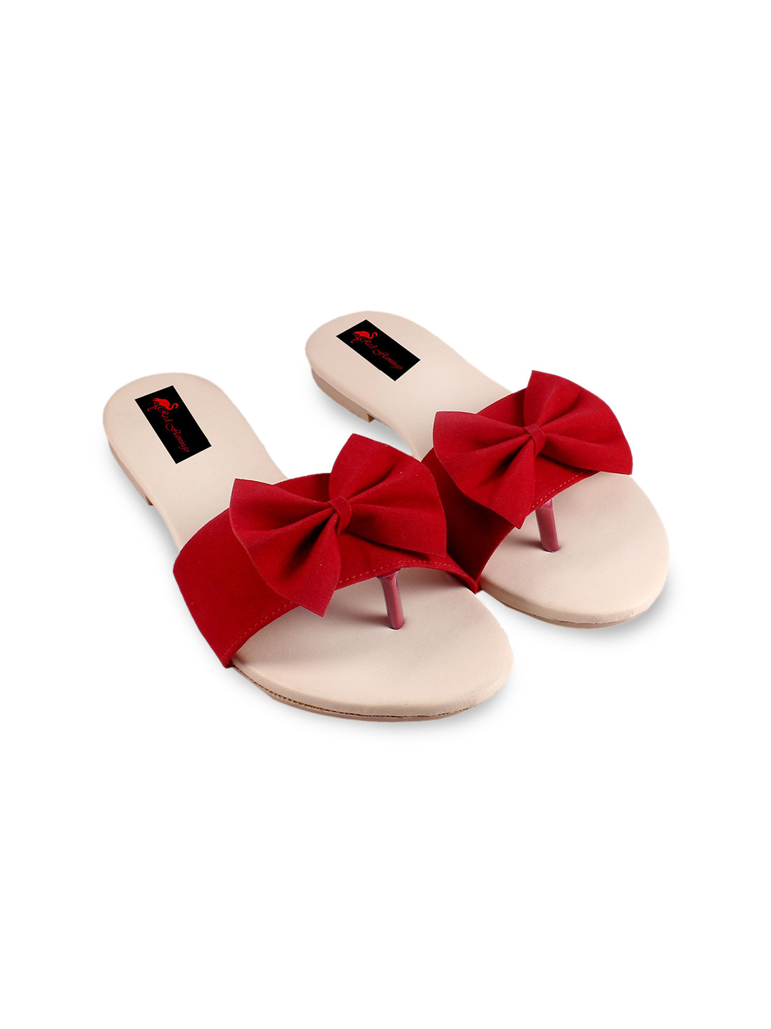 Red Flamingo Girls Velvet Open Toe Flats