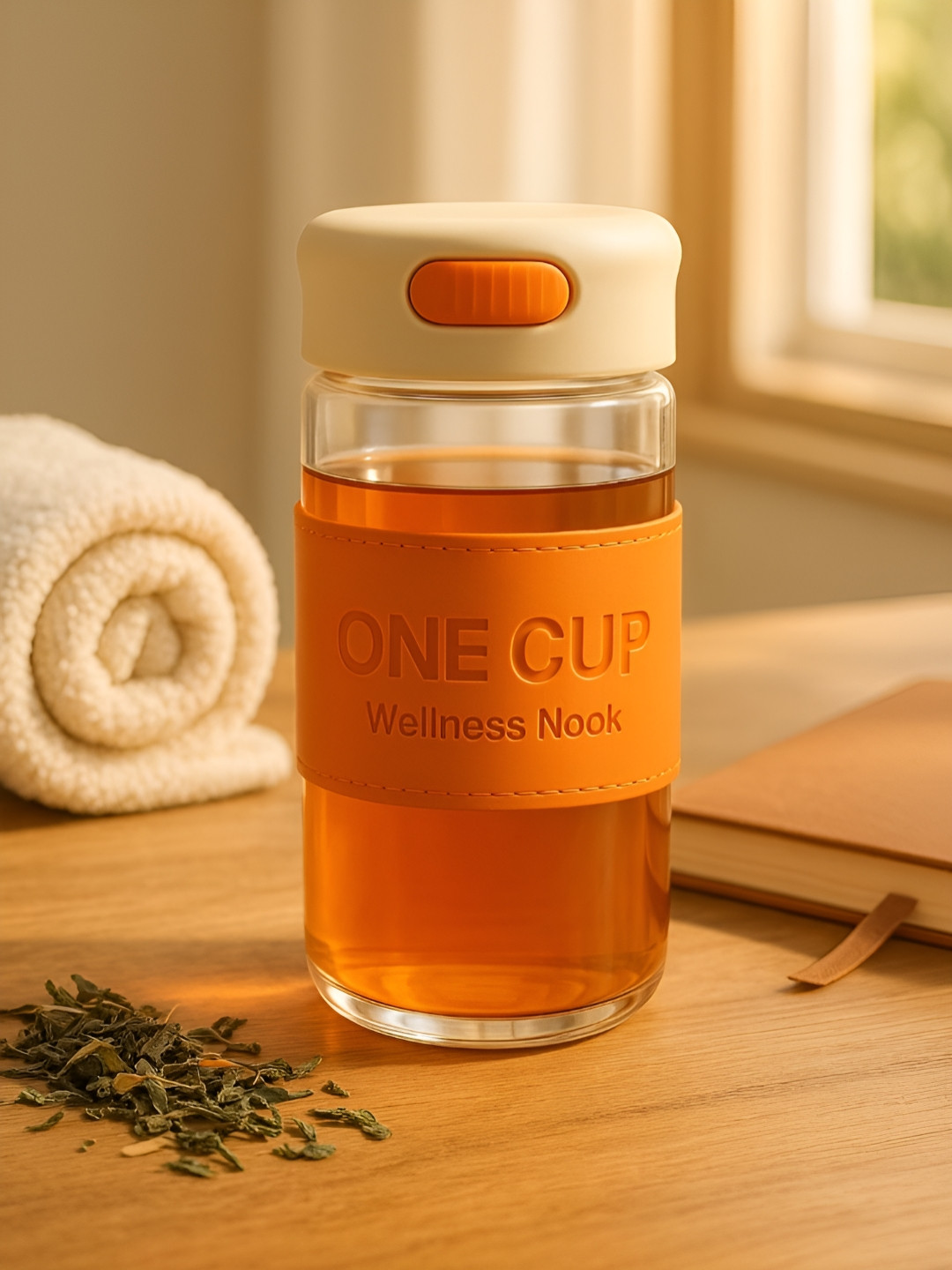 Myntra Elegant Homes Orange Glass Spill Proof Infuser - 500ml