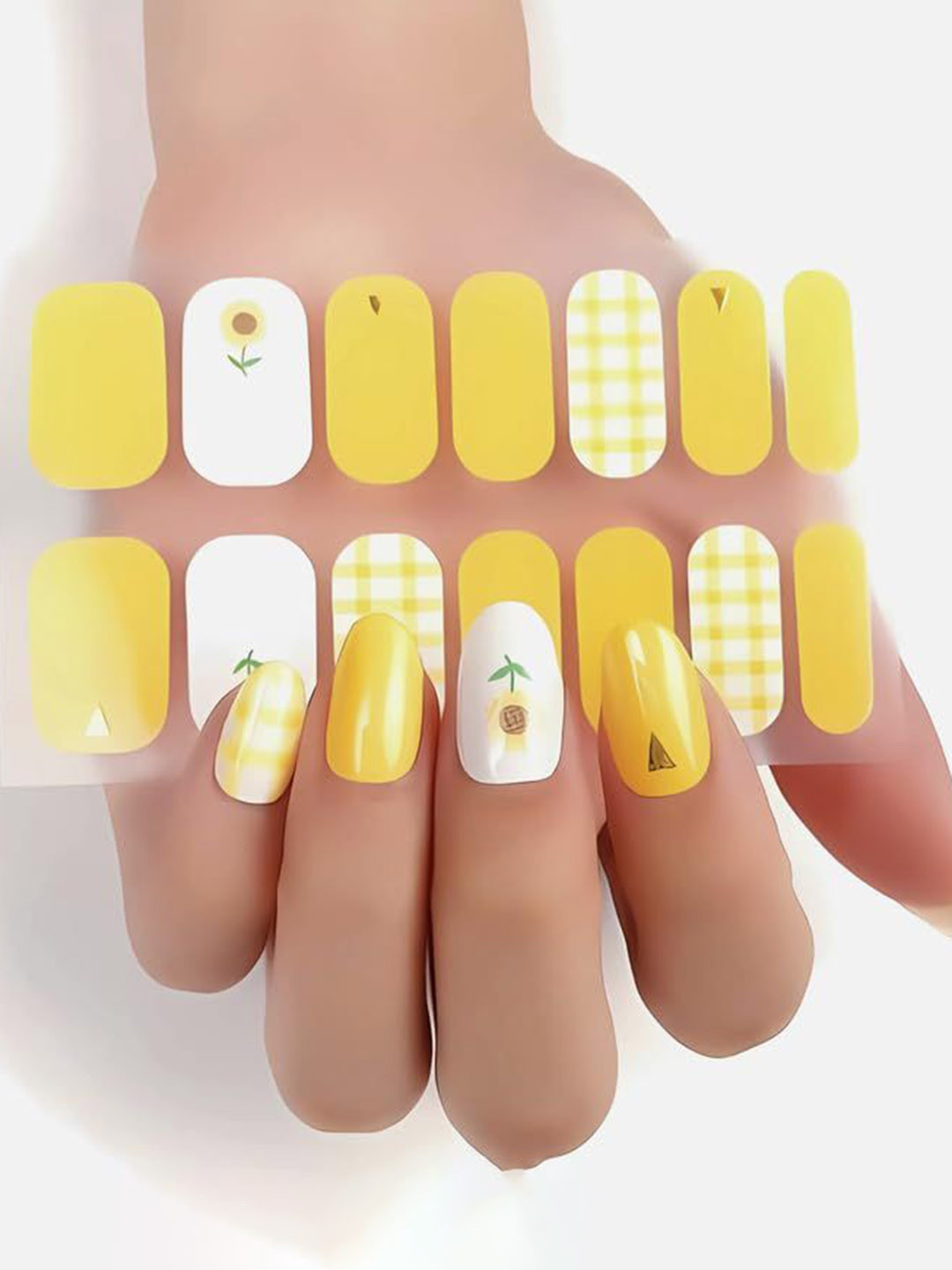 Hawtever Set Of 14 Long Lasting Quick Dry Nail Wraps - Sunflower Sass