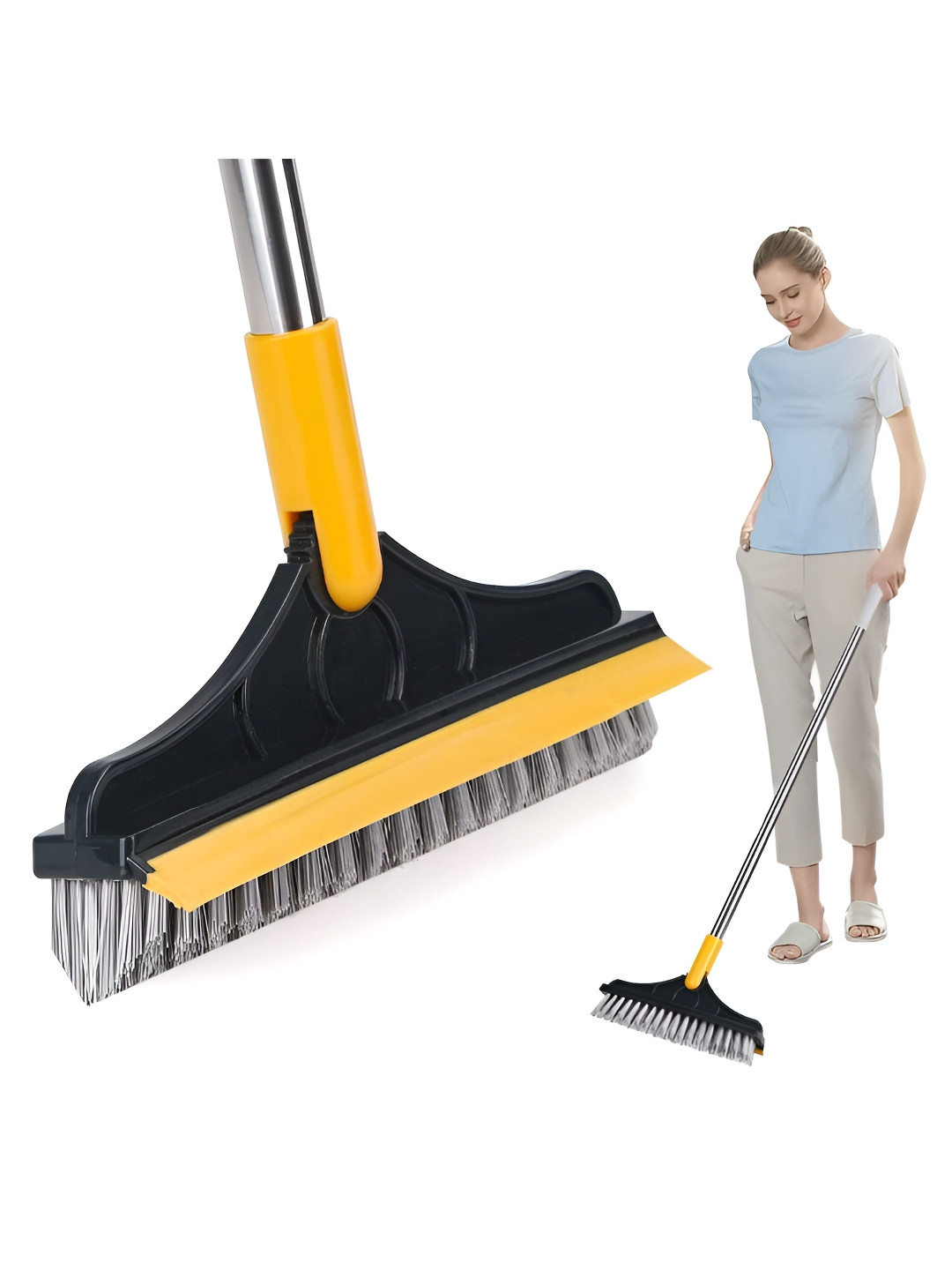 upkaranwale Yellow & Black Plastic Cleaning Bathroom Brush