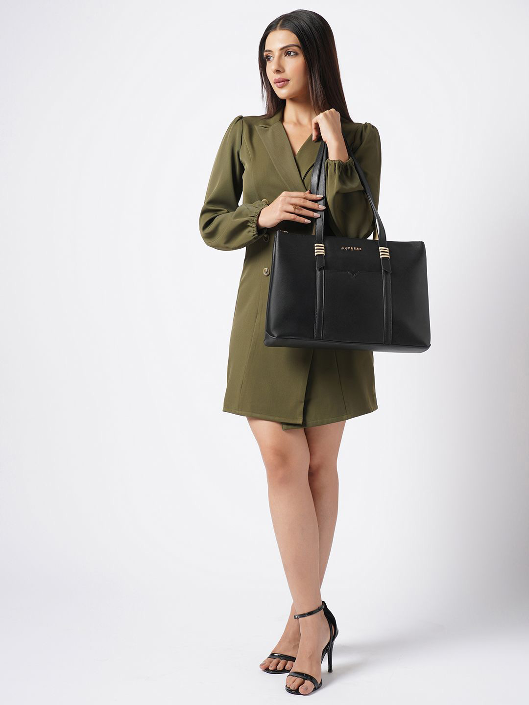 Caprese Roma Women Black Medium Tote Bag